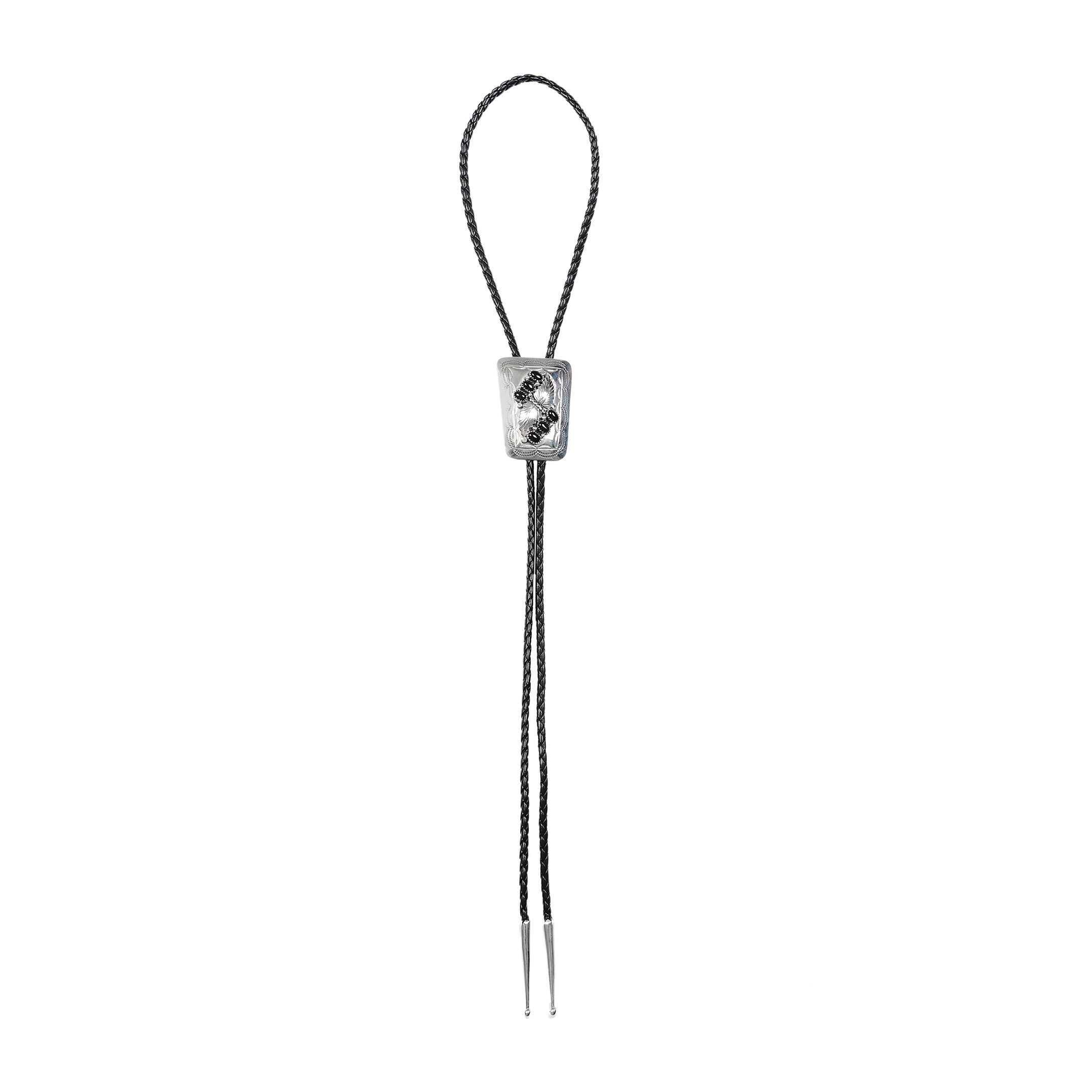 Onyx and silver bolo tie BT59 - Harpo Paris