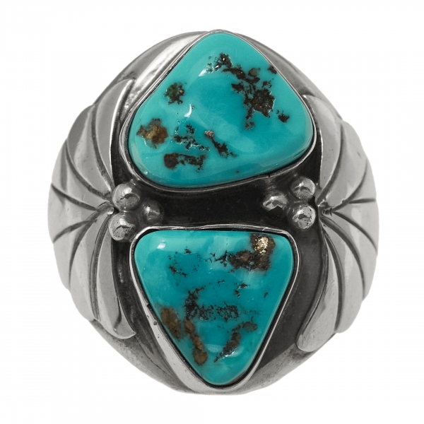 BA1409 turquoises and silver ring - Harpo Paris