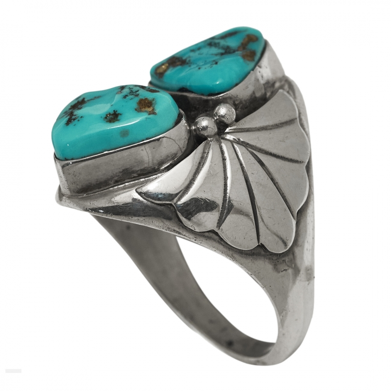 BA1409 turquoises and silver ring - Harpo Paris