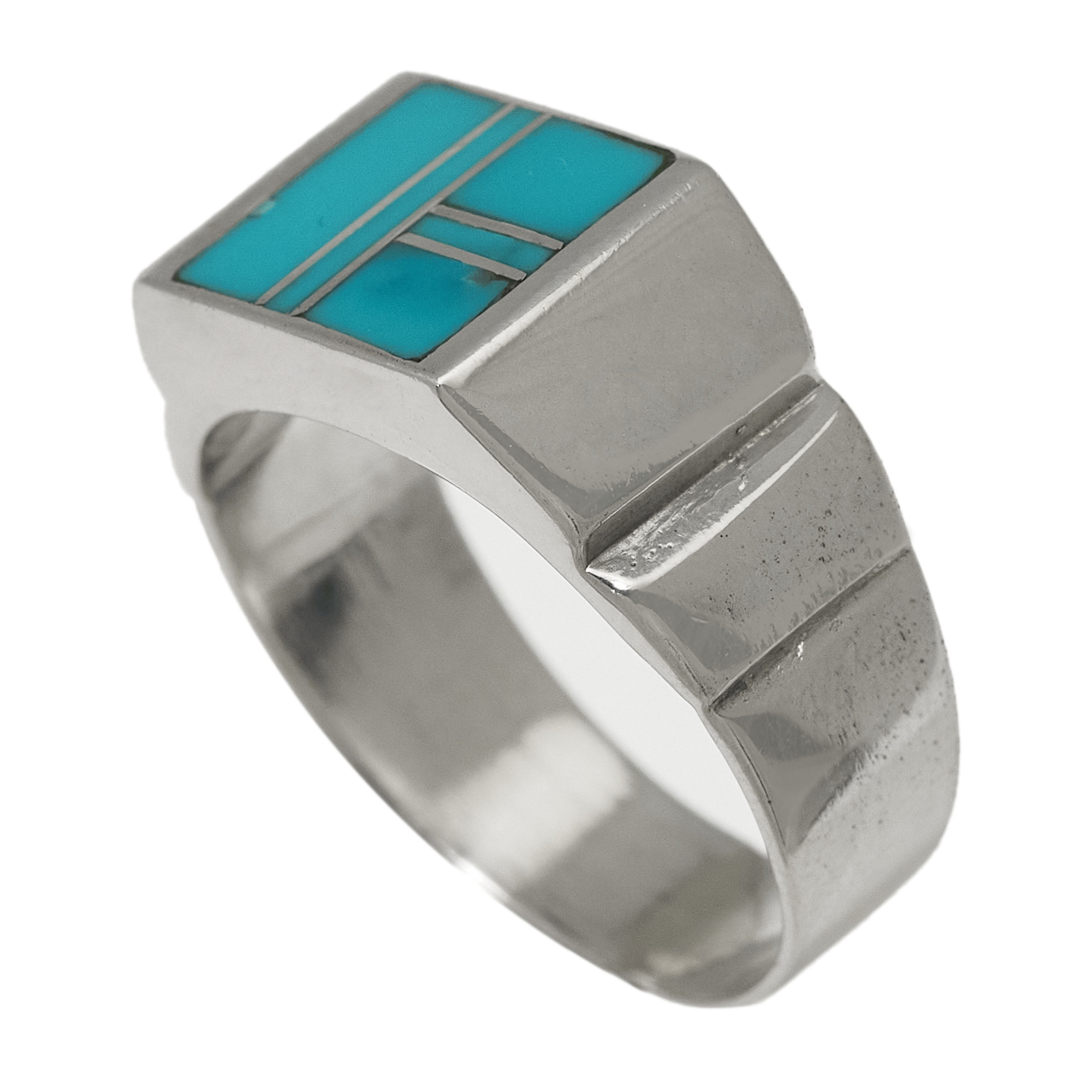 BA1412 turquoise inlay and silver ring - Harpo Paris