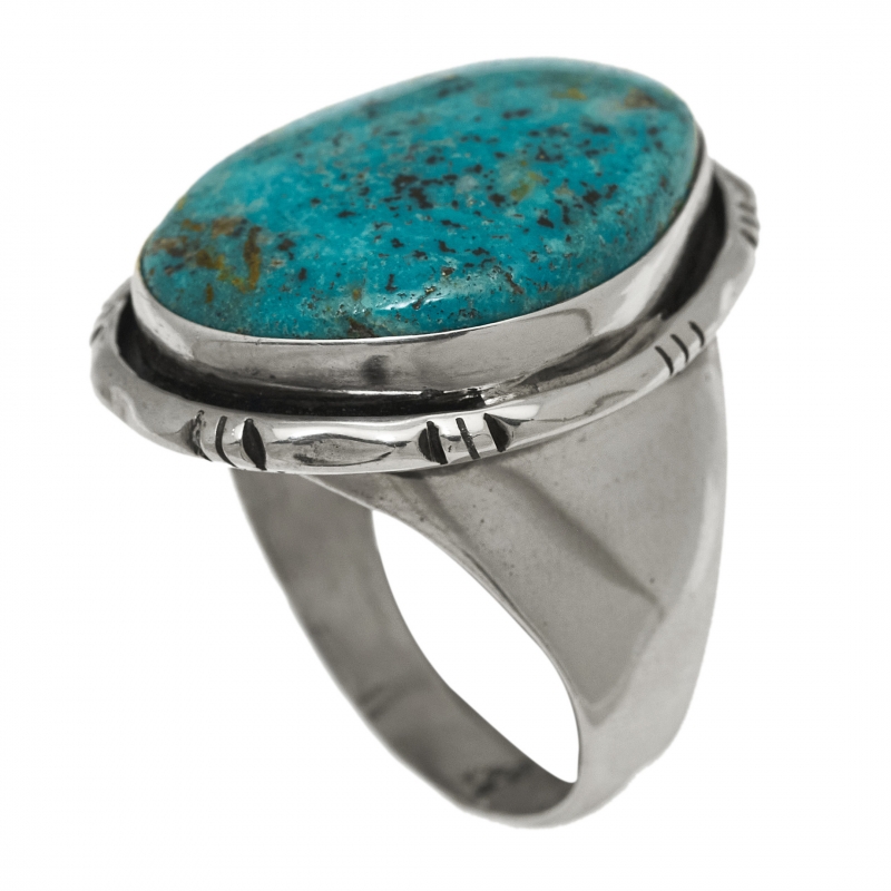 BA1420 turquoise and silver ring - Harpo Paris