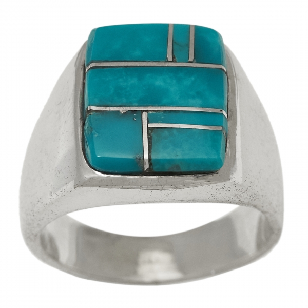 BA1425 turquoise inlay and silver ring - Harpo Paris