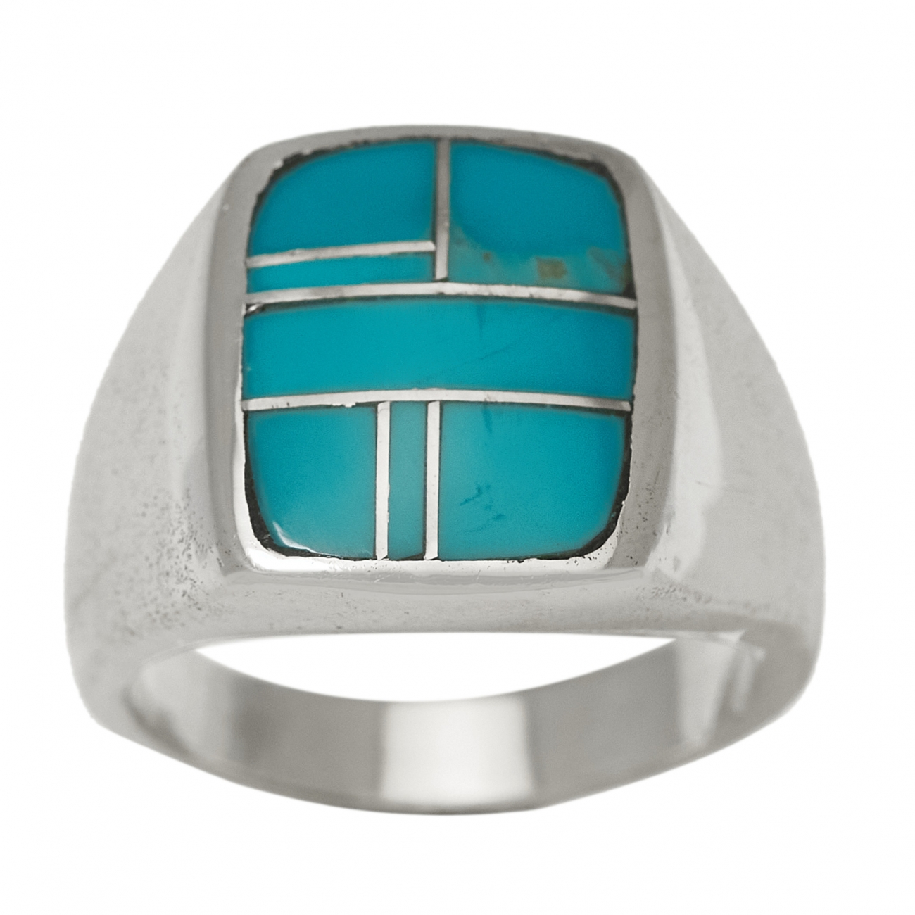BA1426 turquoise inlay and silver ring - Harpo Paris