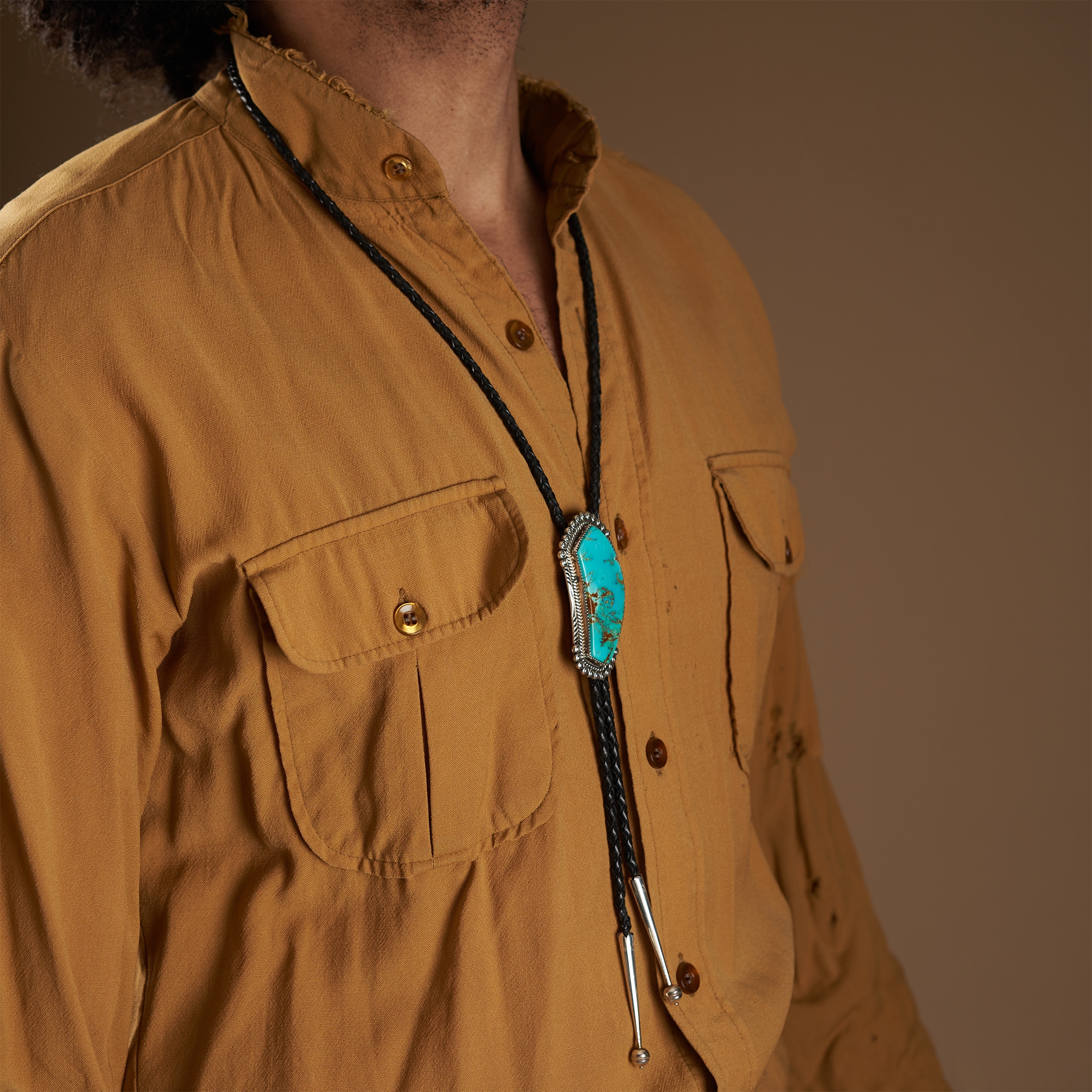 BT52 turquoise and silver bolo tie - Harpo Paris