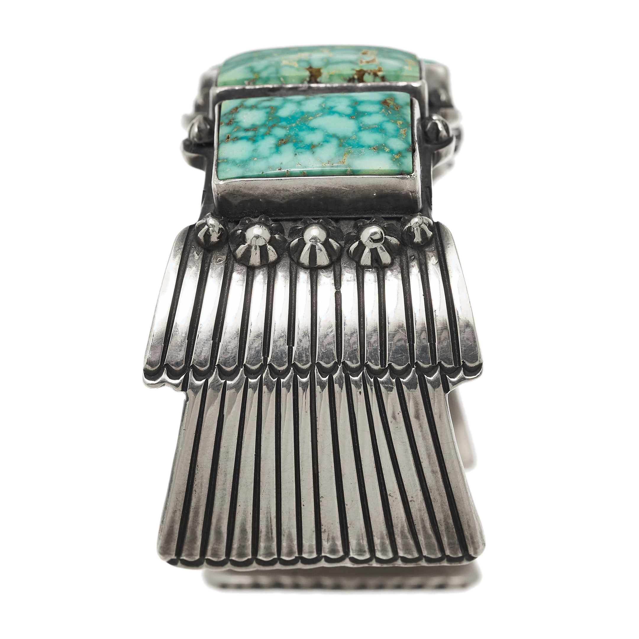 BR829 bracelet Navajo composé de turquoises et argent massif - Harpo Paris