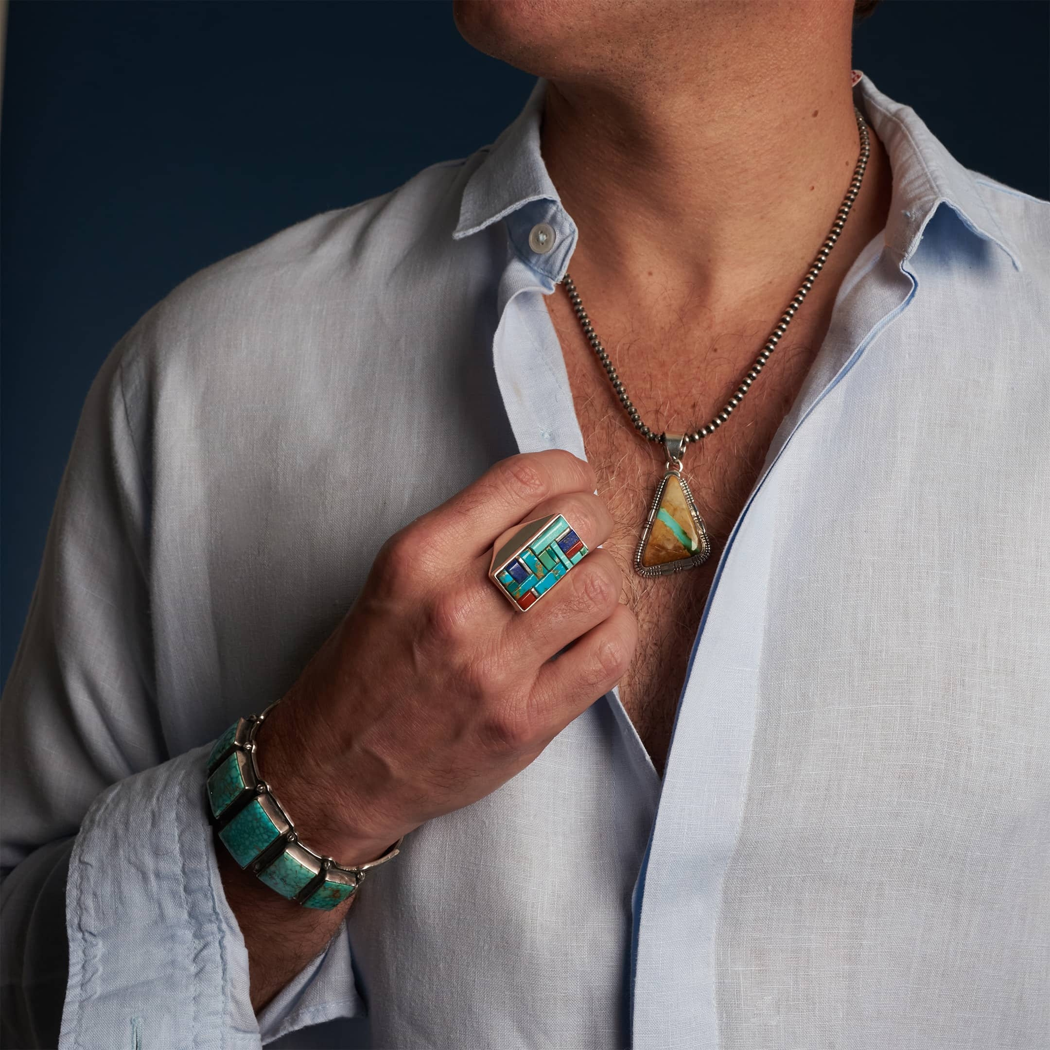 BR829 turquoises and silver bracelet - Harpo Paris