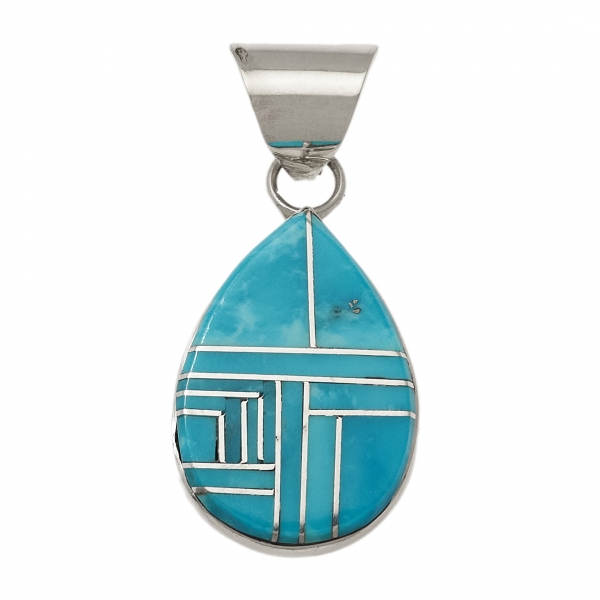Turquoise and silver pendant PE537 - Harpo Paris