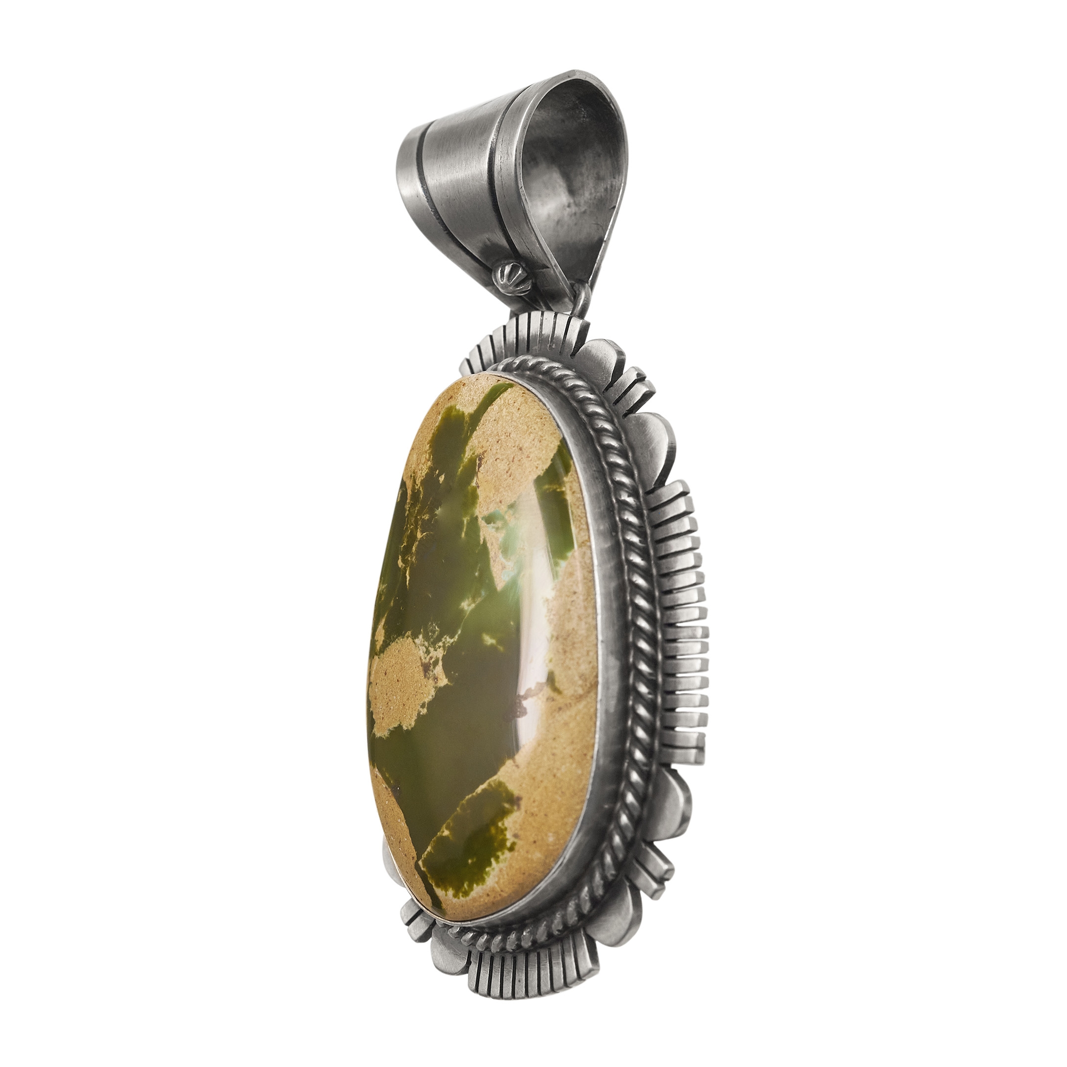 Big turquoise and mat silver pendant PE528 - Harpo Paris
