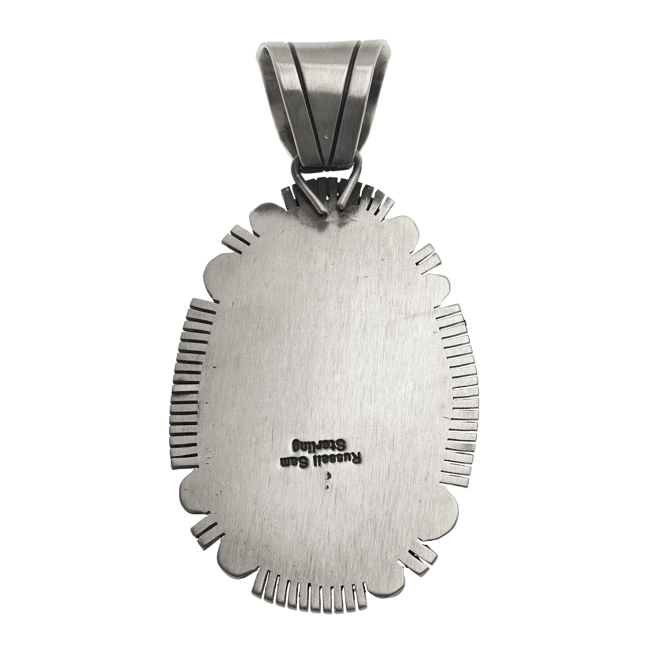 Big turquoise and mat silver pendant PE528 - Harpo Paris