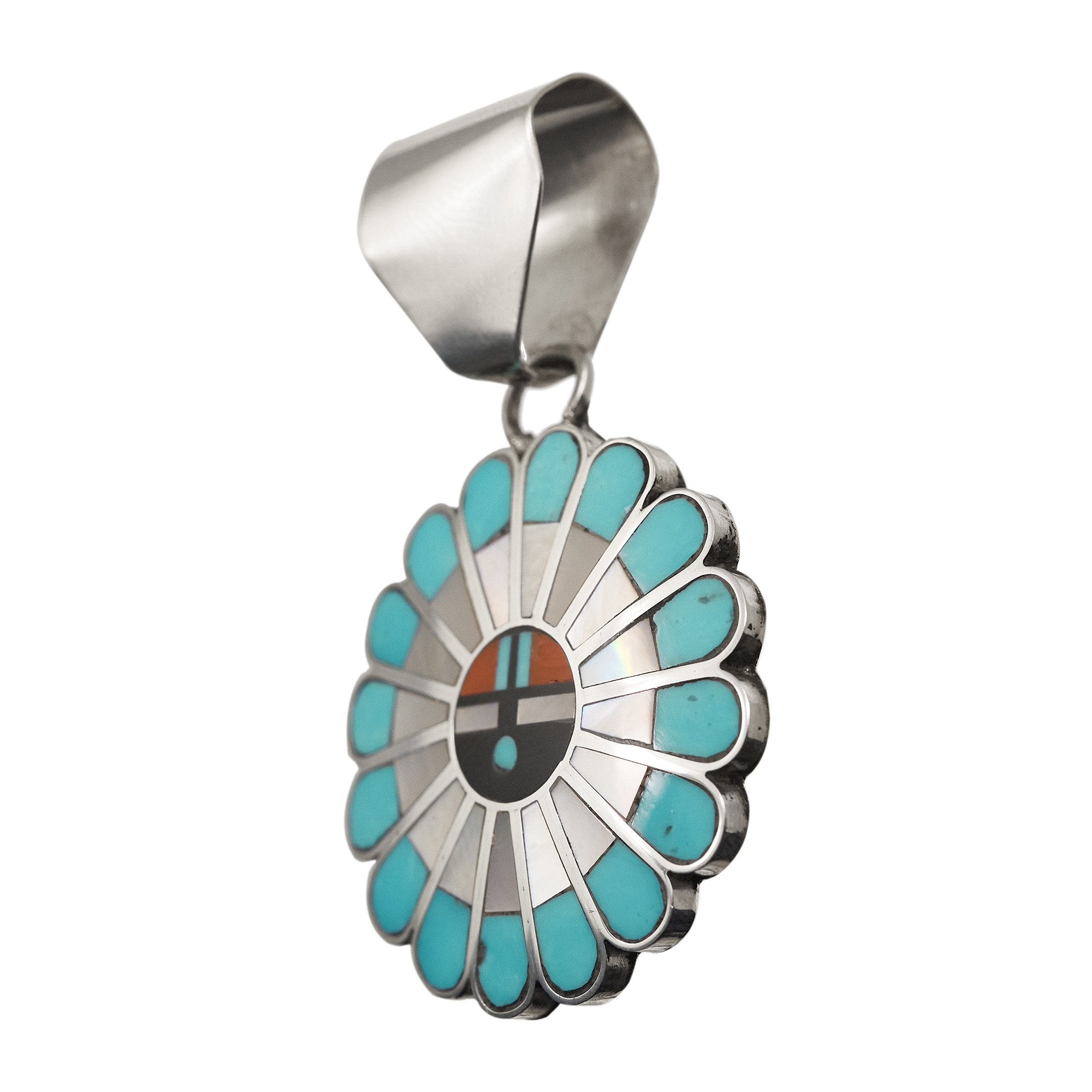 Pendentif Zuni, Sunface en marqueterie PE530 - Harpo Paris