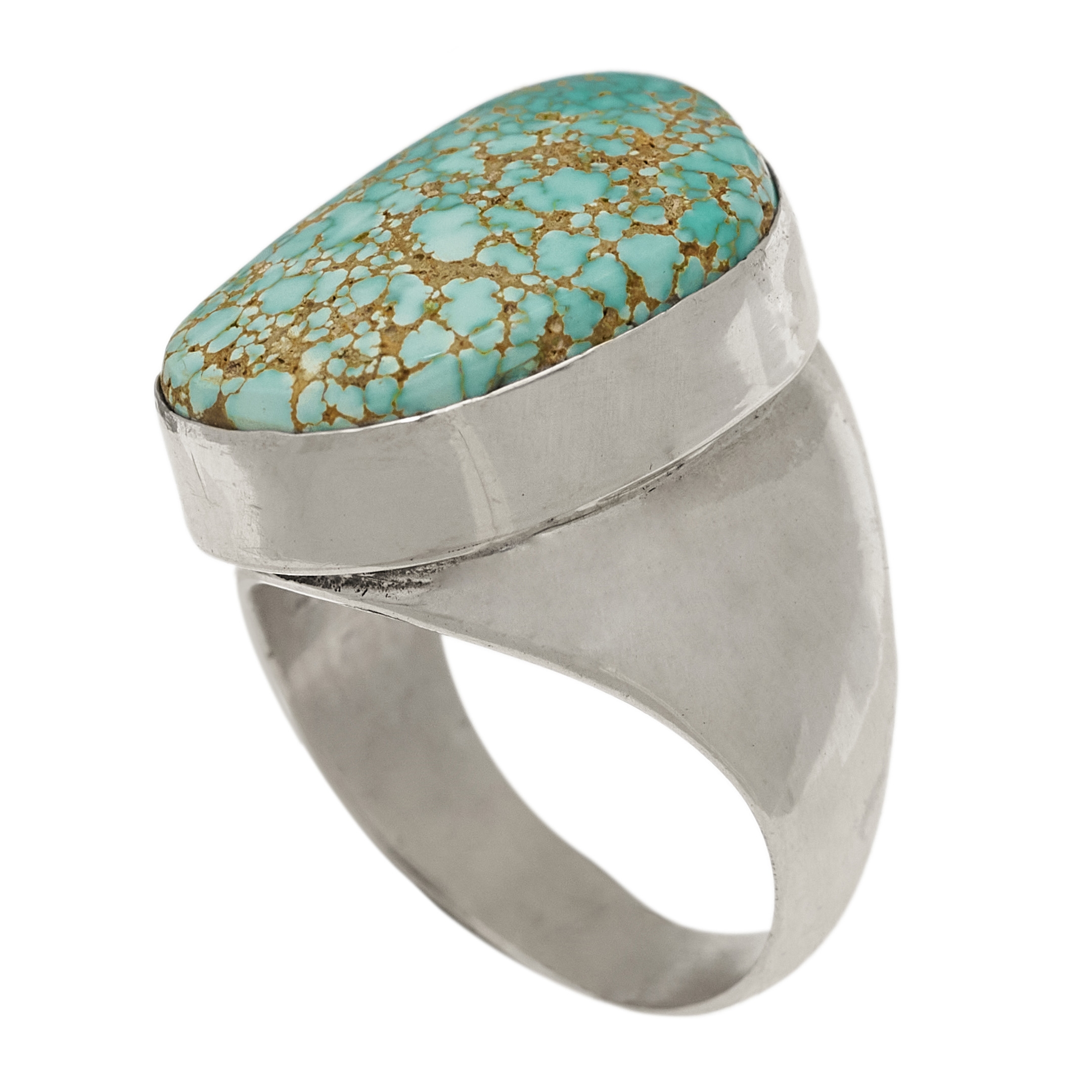 Turquoise and silver man ring - Harpo Paris