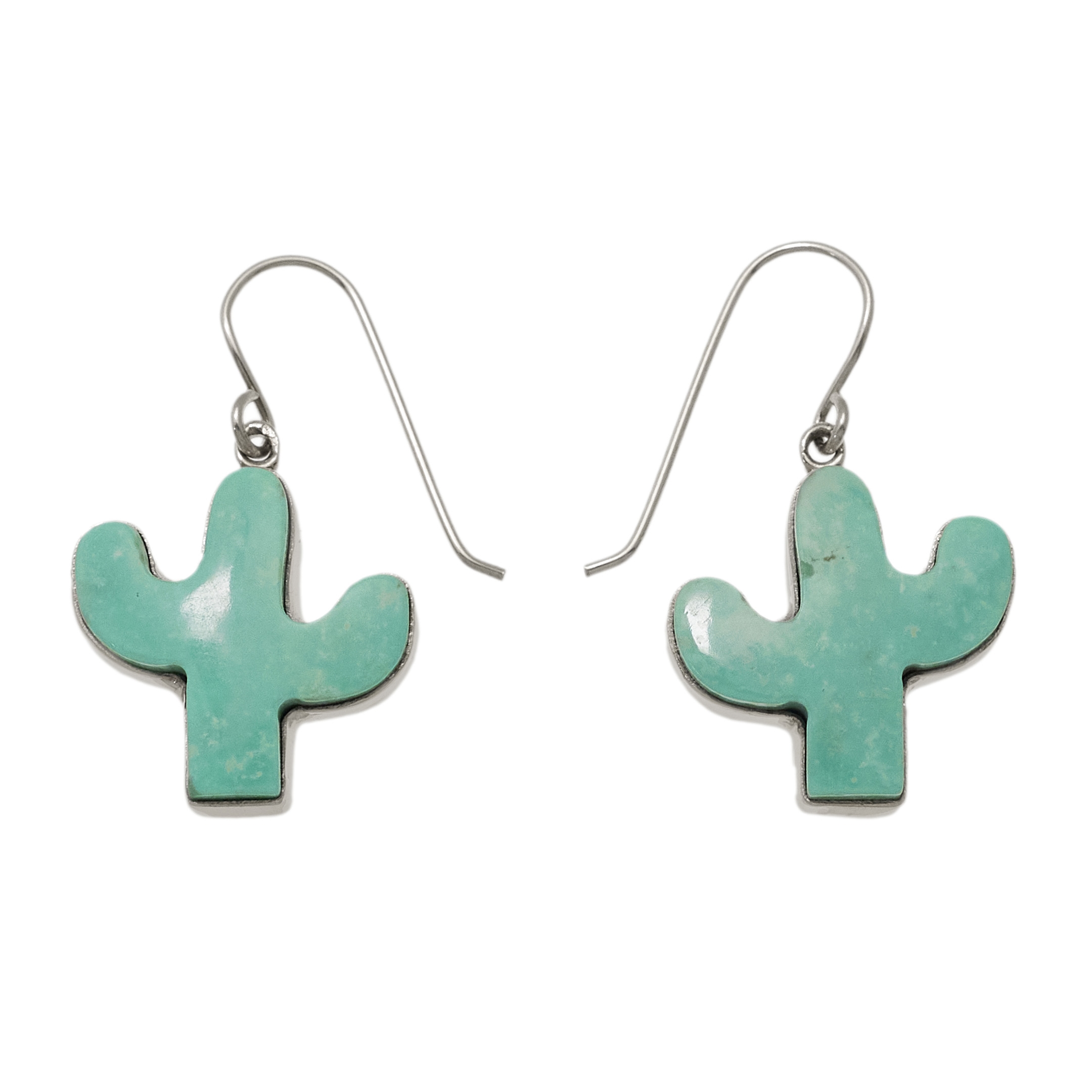 BO378 turquoise and silver cactus earrings - Harpo Paris