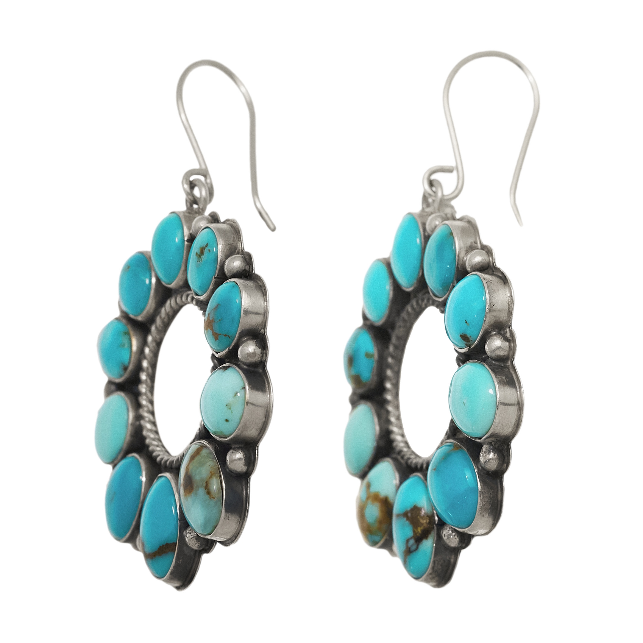 Boucles d'oreilles turquoises et argent BO359 - Harpo Paris