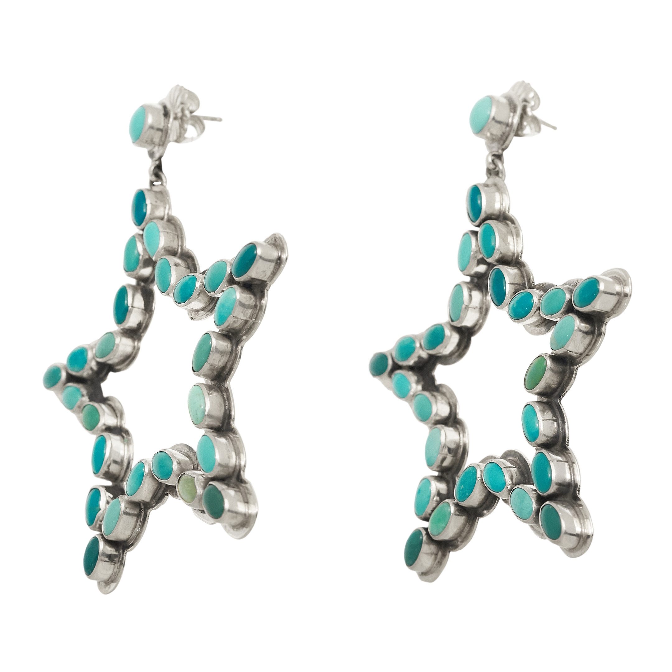 BO375 boucles d'oreilles étoiles turquoises - Harpo Paris