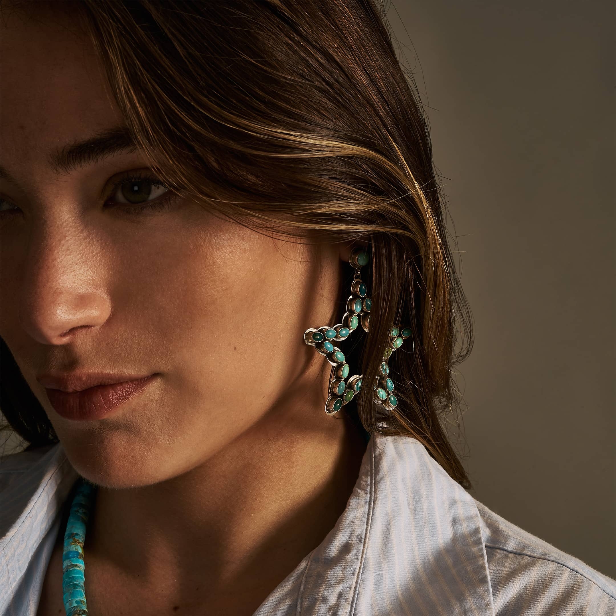 BO375 boucles d'oreilles étoiles turquoises - Harpo Paris