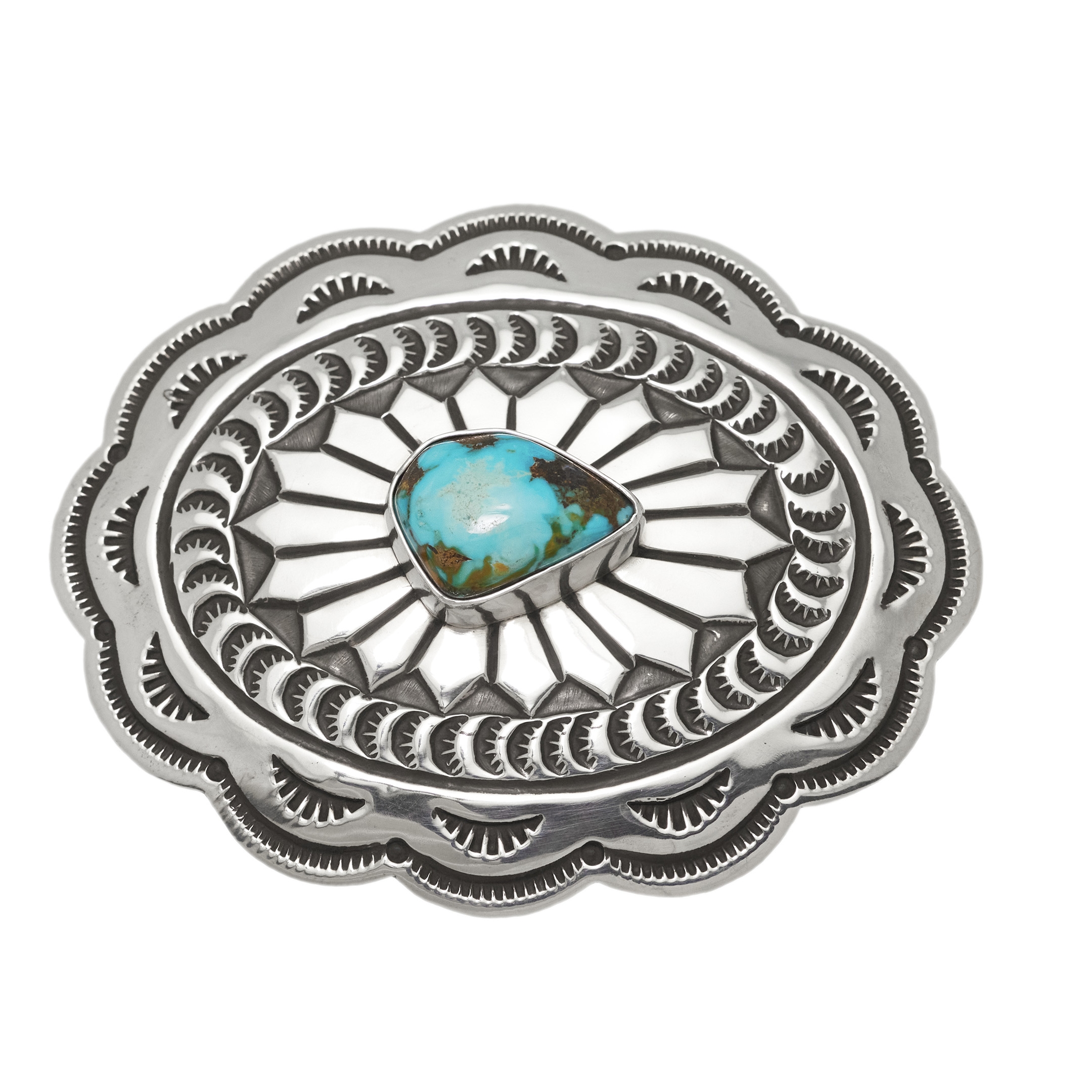 Boucle de ceinture argent et turquoise BK82 - Harpo Paris