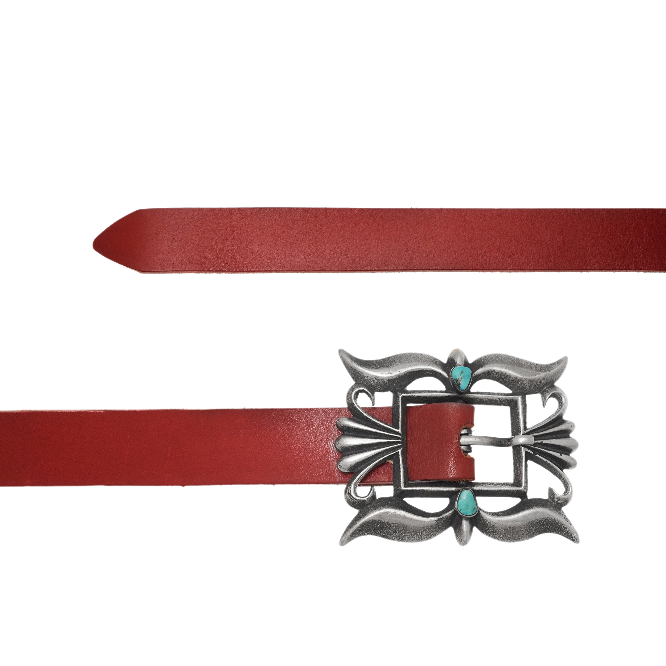 BK91 silver and turquoise buckle, read leather - Harpo Paris