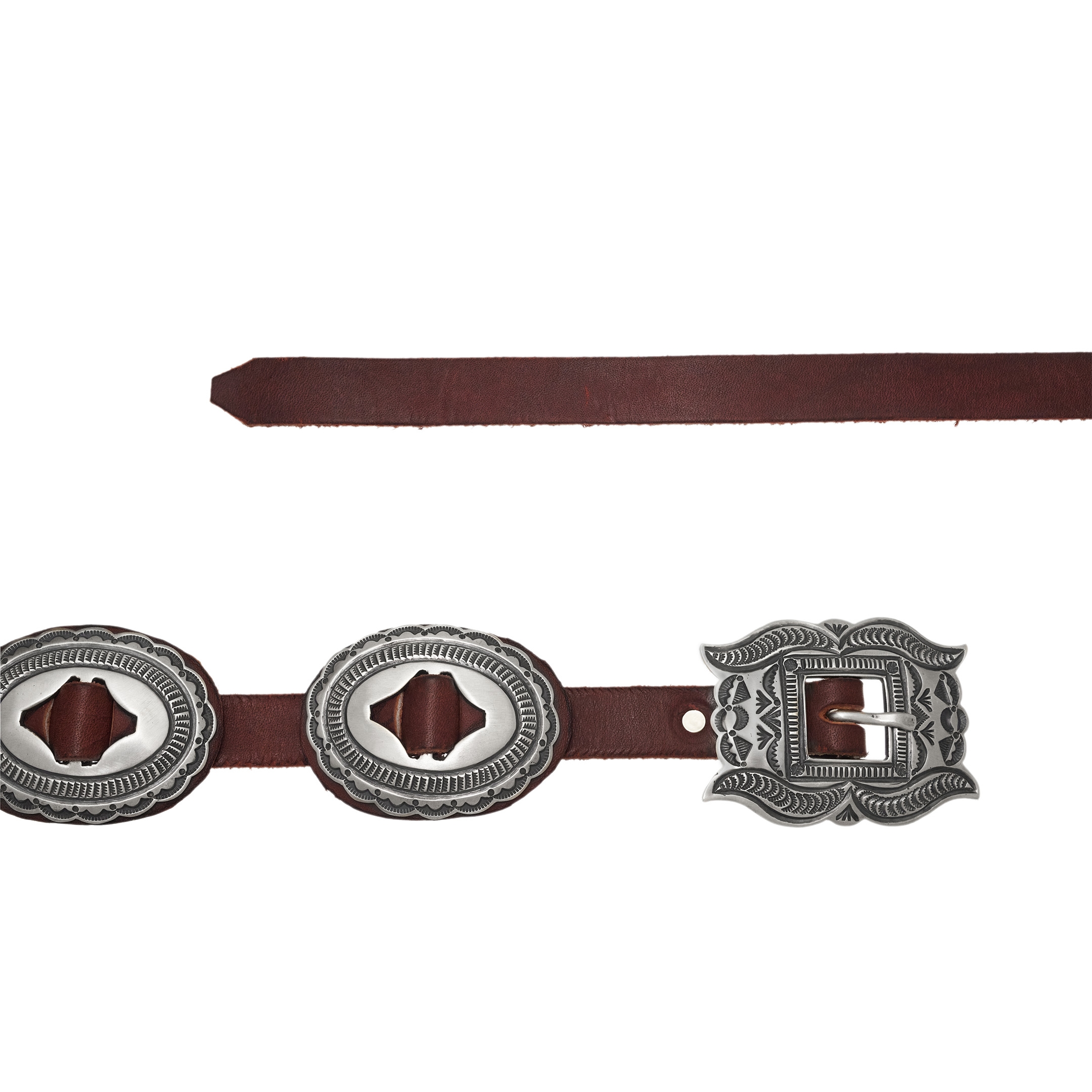 CC22 ceinture concho argent mat et cuir - Harpo Paris