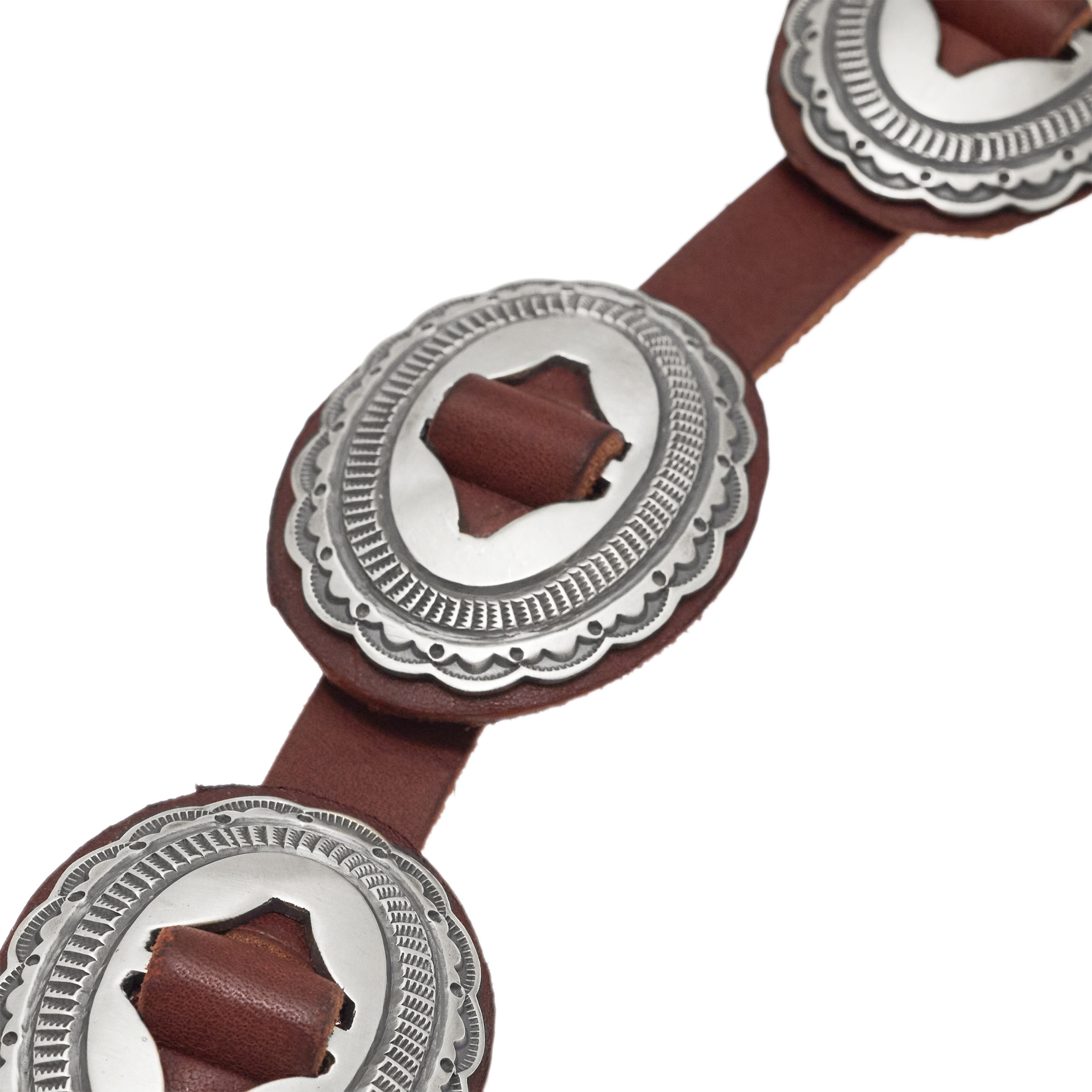 CC22 concho belt mat silver and leather - Harpo Paris