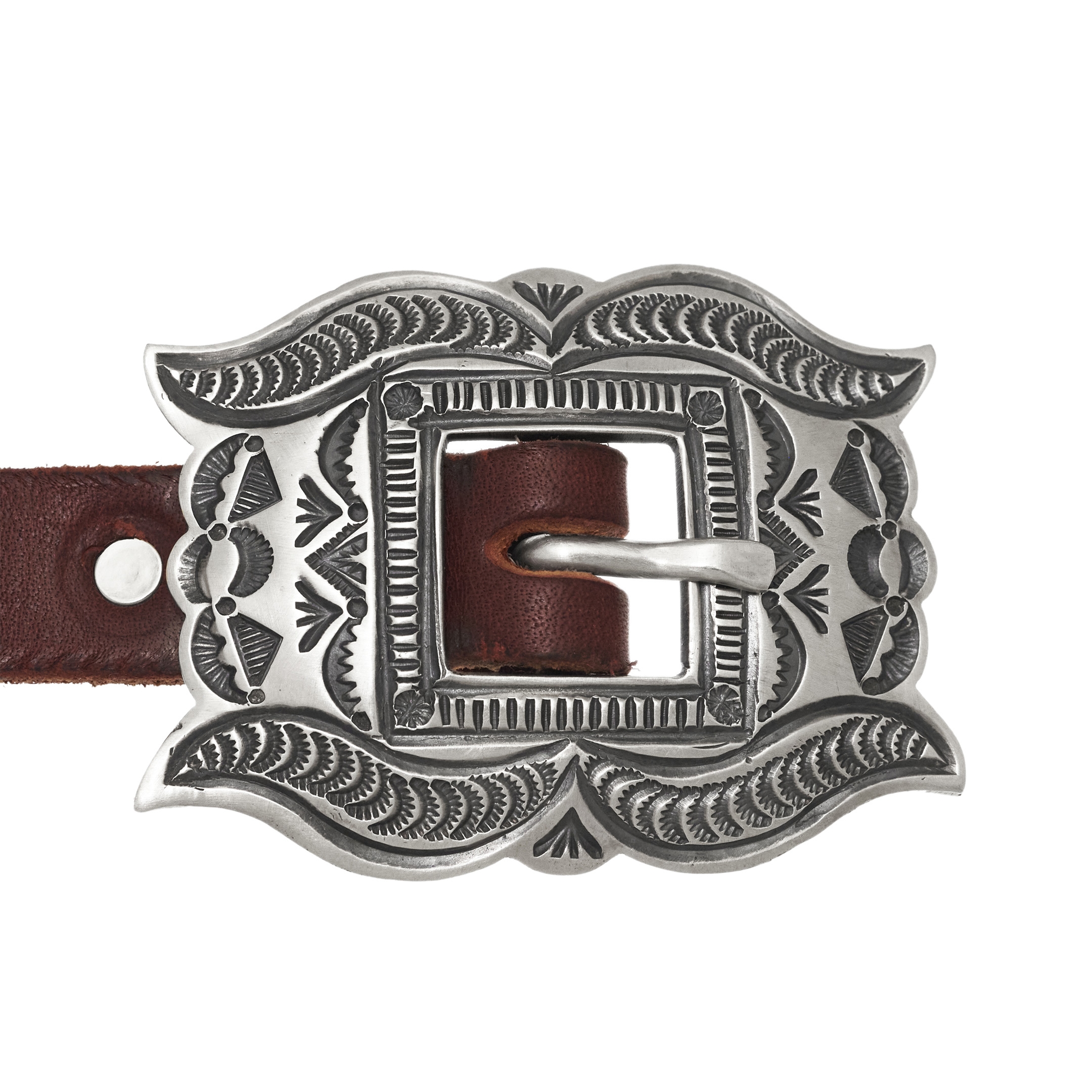 CC22 concho belt mat silver and leather - Harpo Paris