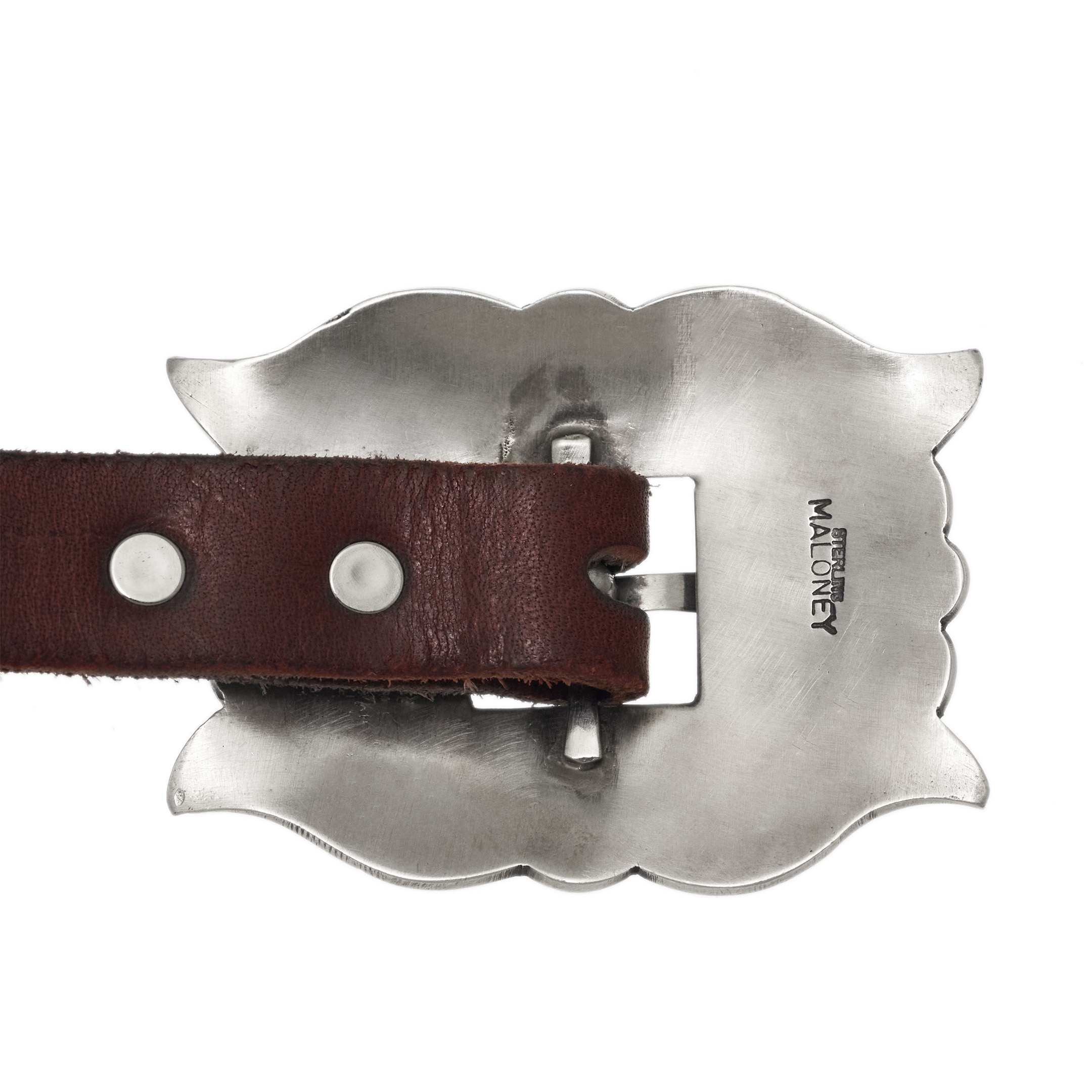 CC22 ceinture concho argent mat et cuir - Harpo Paris
