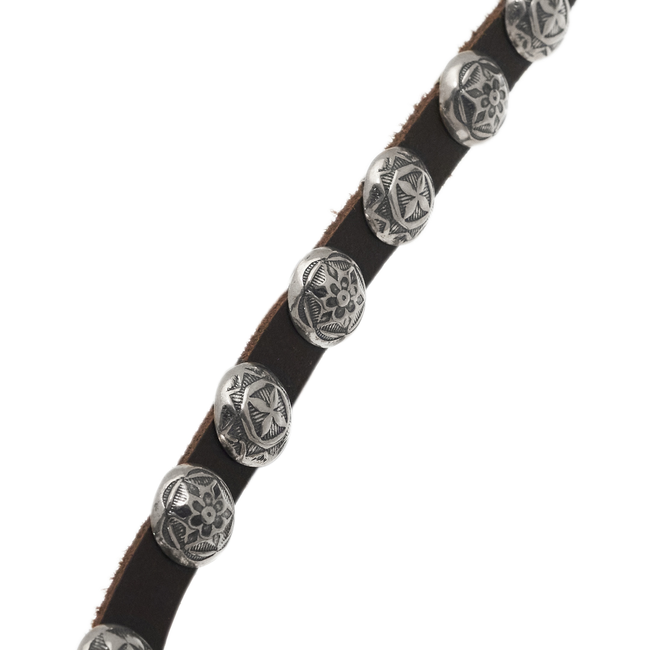 CC23 thin brown small concho belt - Harpo Paris