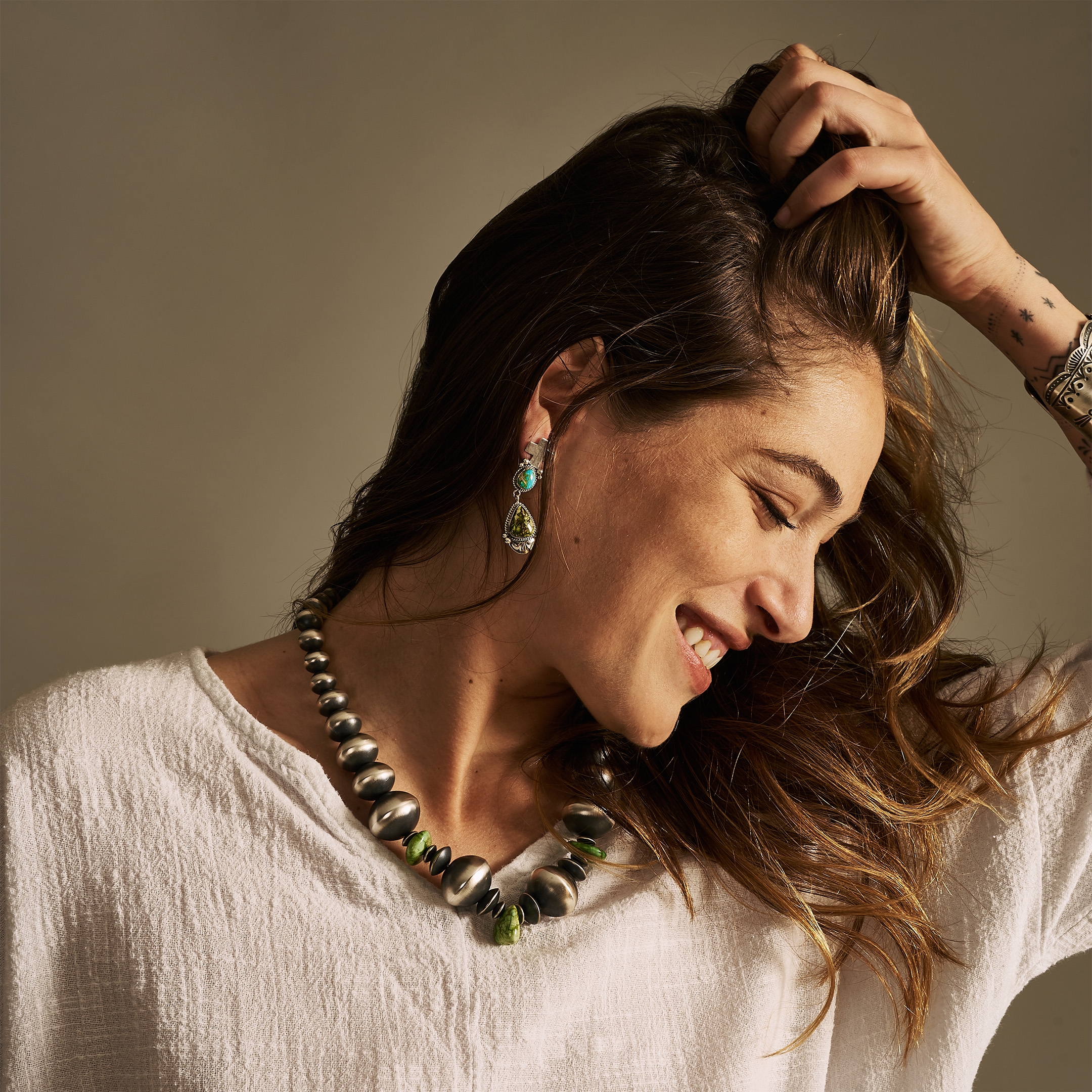Collier perles argent et turquoise, CO187 - Harpo Paris