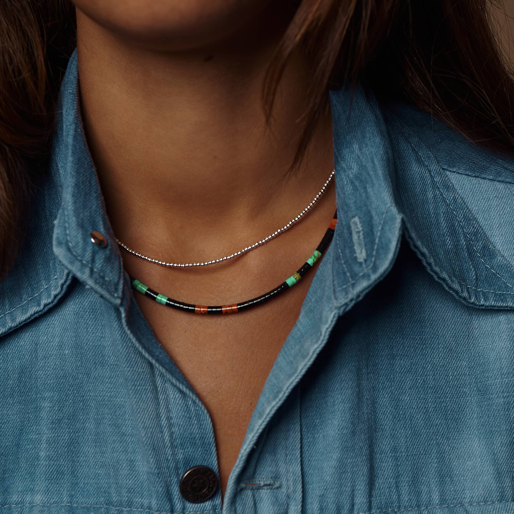 Pueblo necklace in heishi beads, COP01 - Harpo Paris