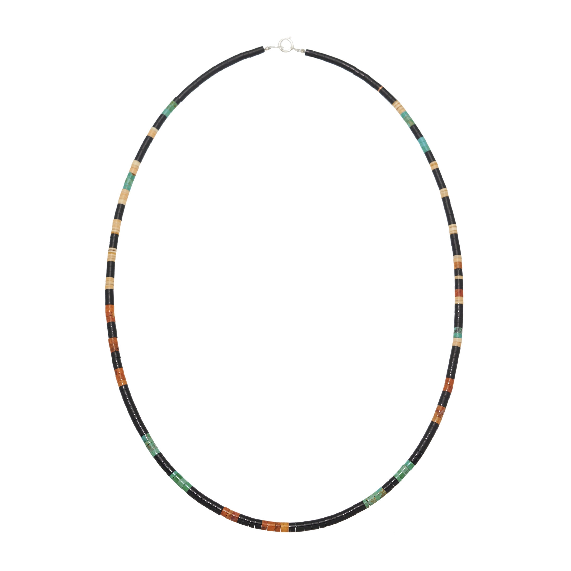 Collier Pueblo en perles Heshi de jais, coquillage et turquoise COP02 - Harpo Paris