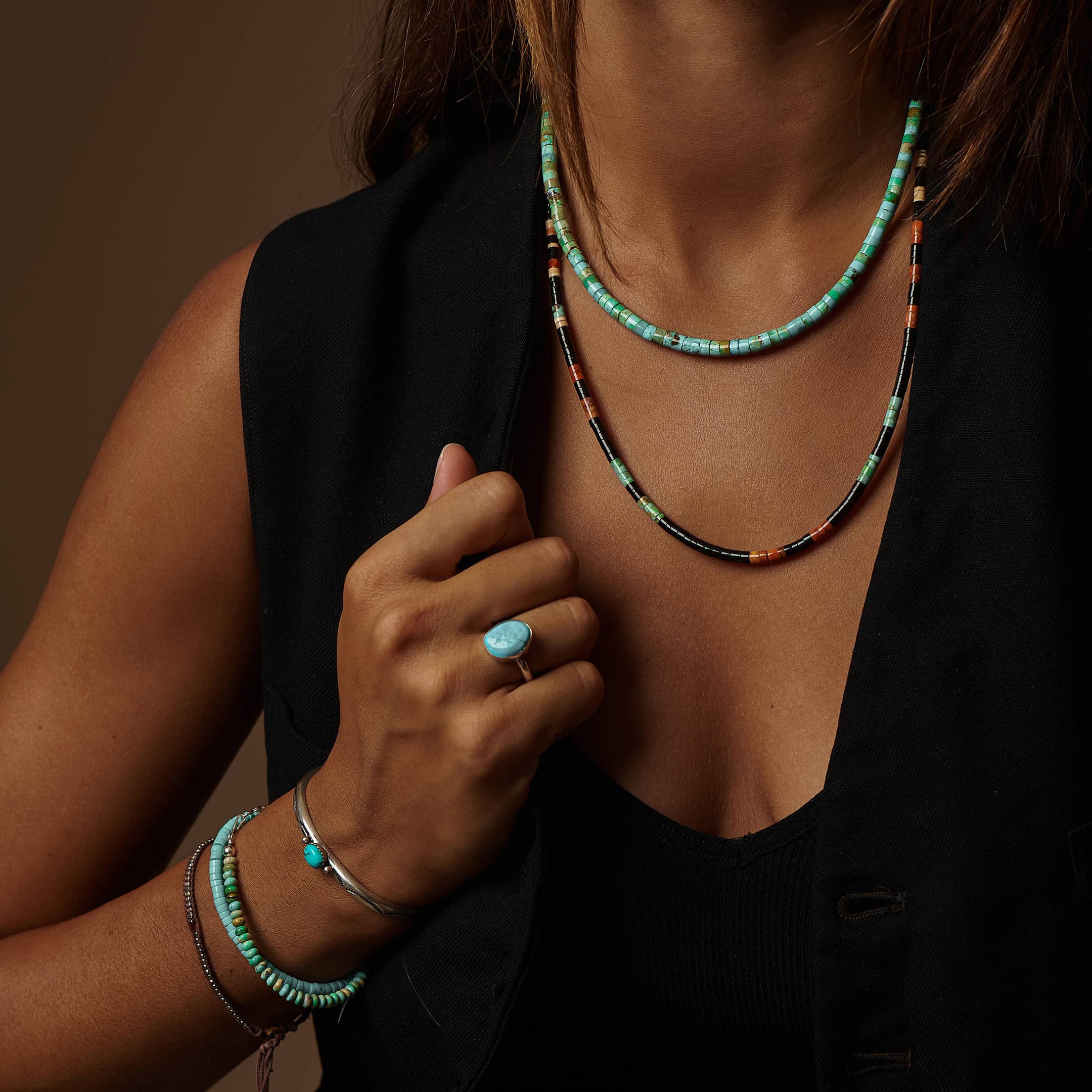 Collier Pueblo en perles heishi, COP02 - Harpo Paris