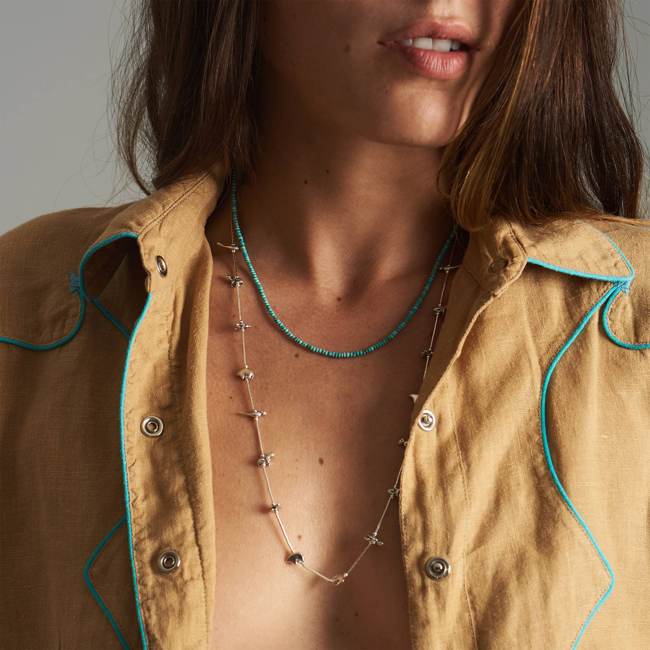 Collier Navajo Fetiches en argent. | Harpo Paris