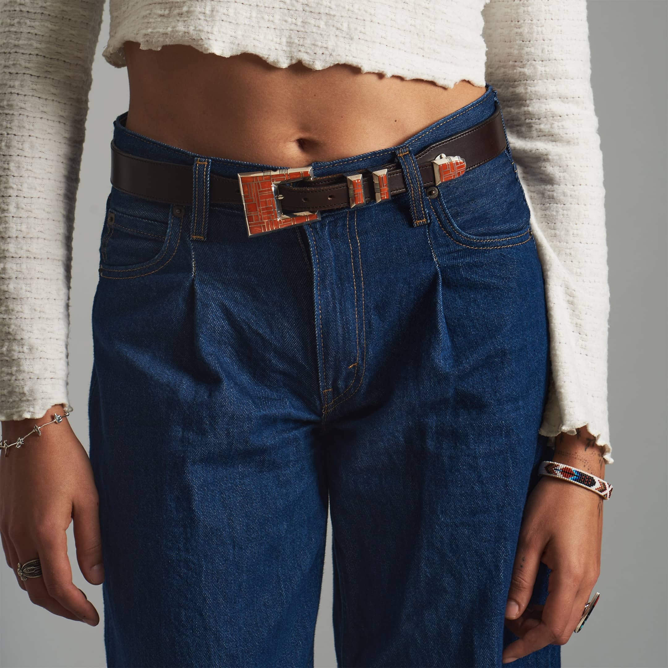 BK89 coral inlay belt buckle - Harpo Paris