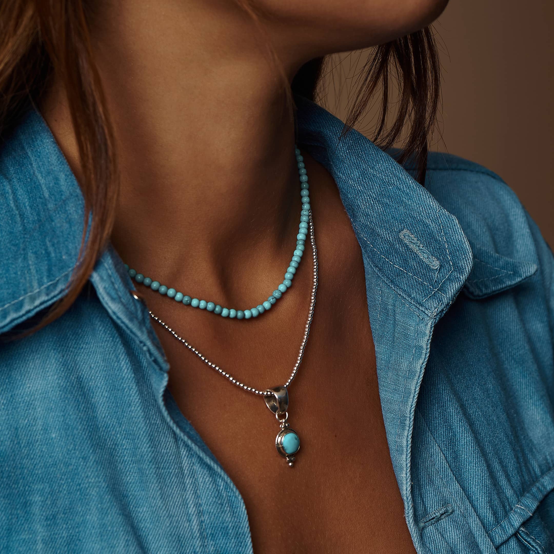 Collier en perles de turquoise, N294 - Harpo Paris