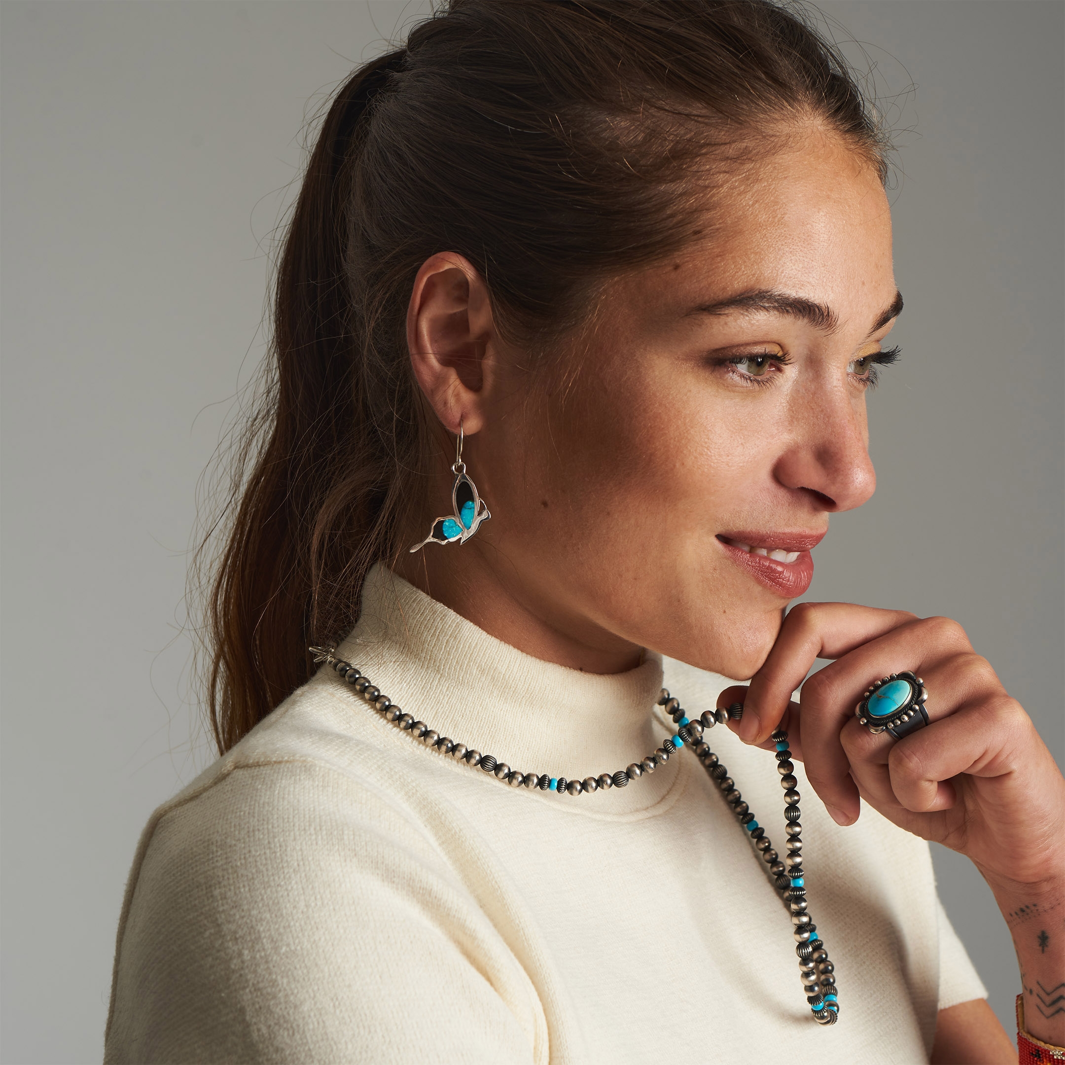 Navajo turquoise and silver women ring BA1458 - Harpo Paris