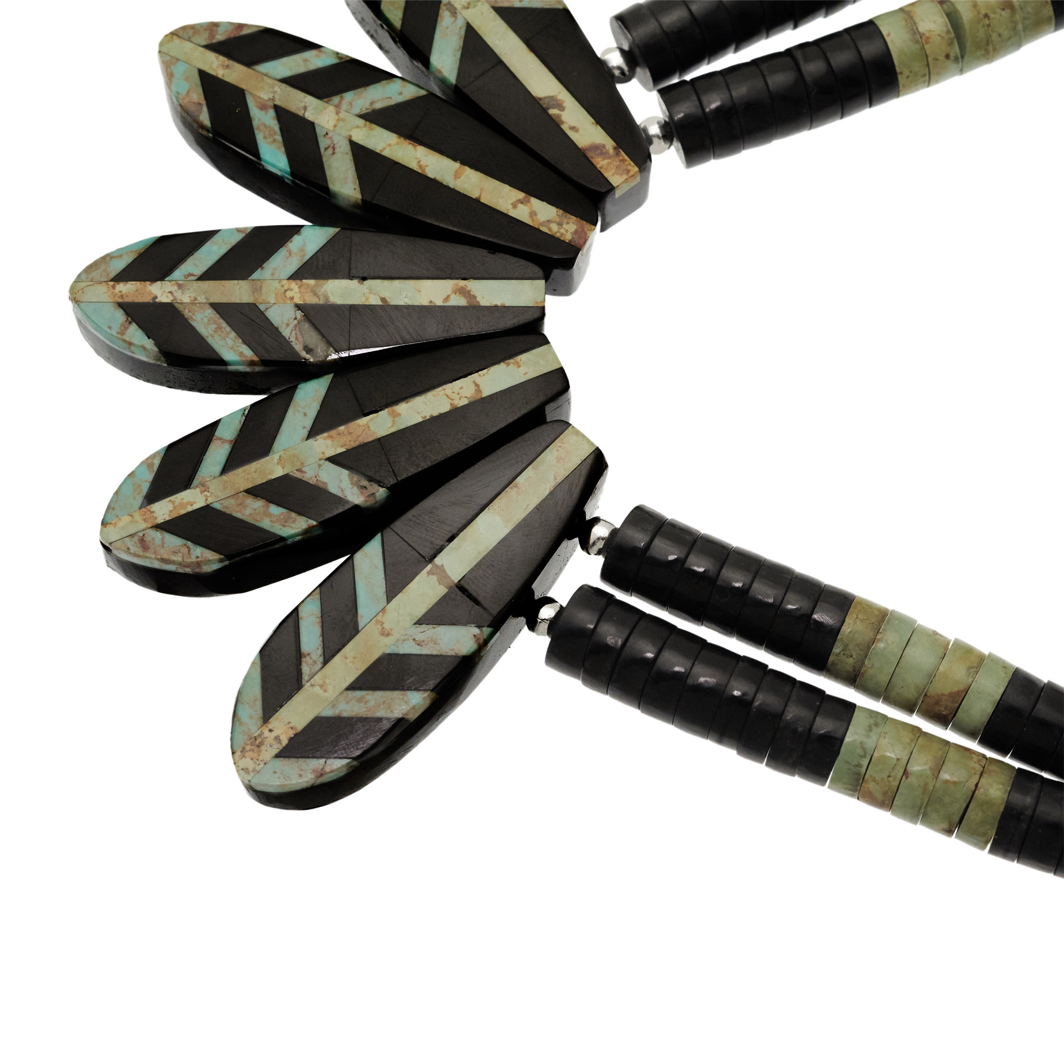 Collier Pueblo jais et turquoise CO240 - Harpo Paris