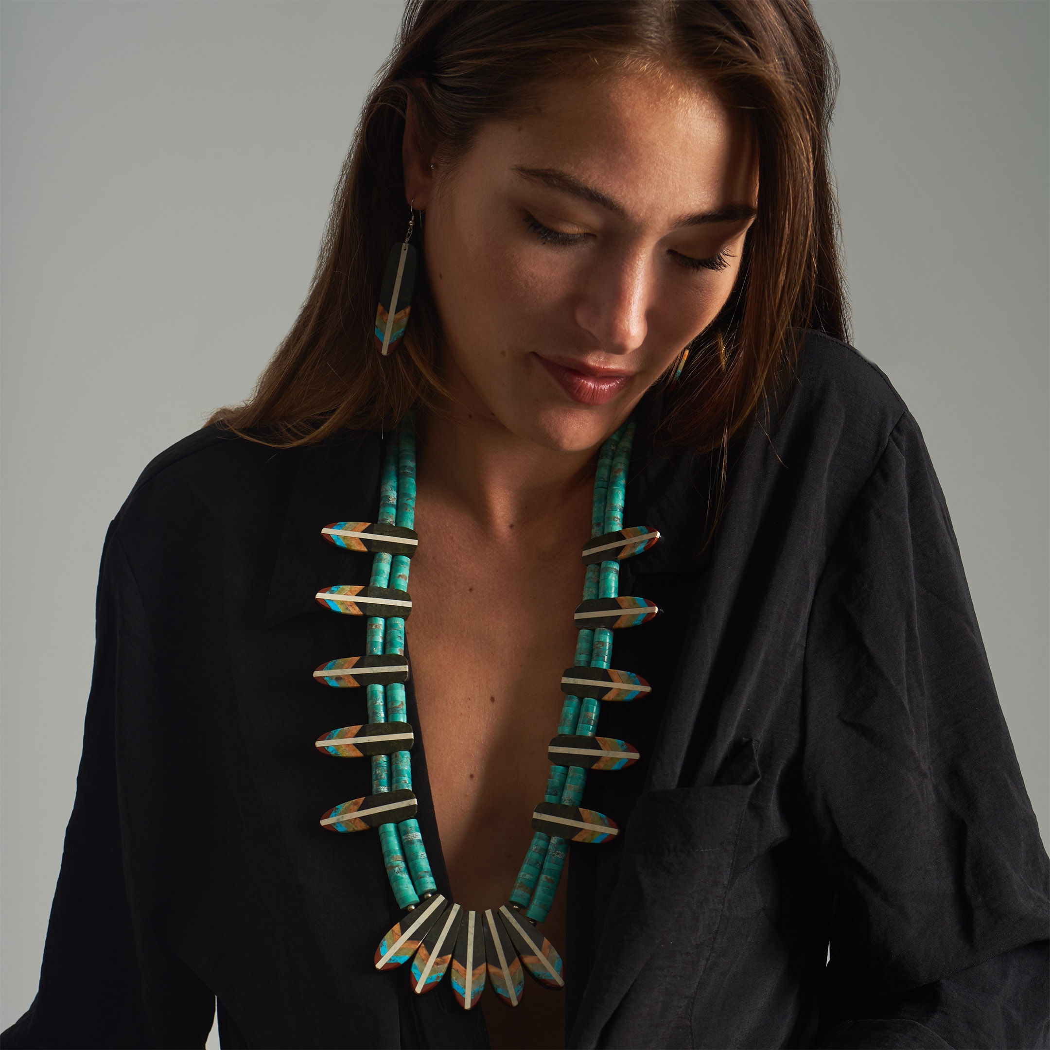 CO241 Harpo hummingbird feather parure necklace
