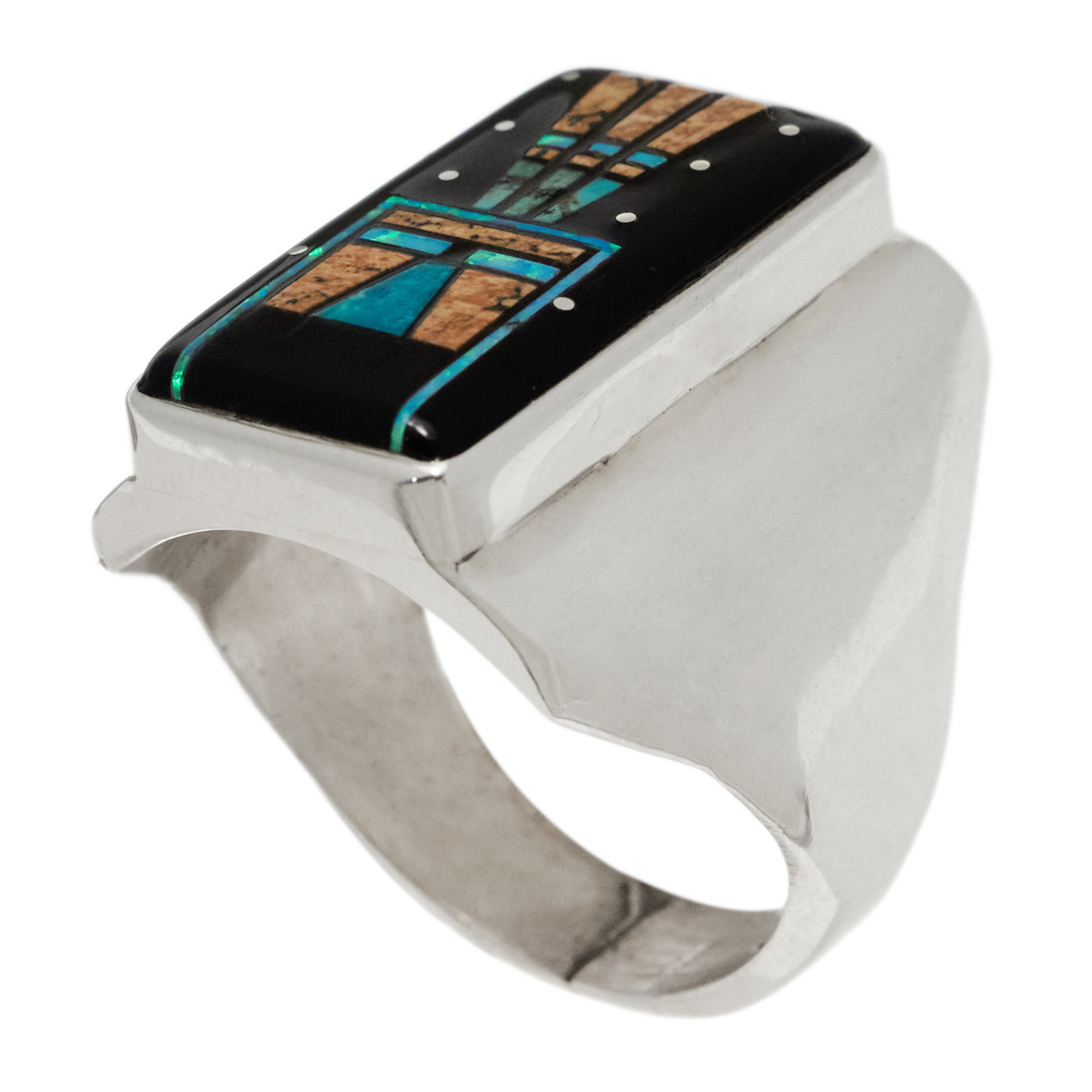 Navajo ring for men BA1503 in micro inlay - Harpo Paris