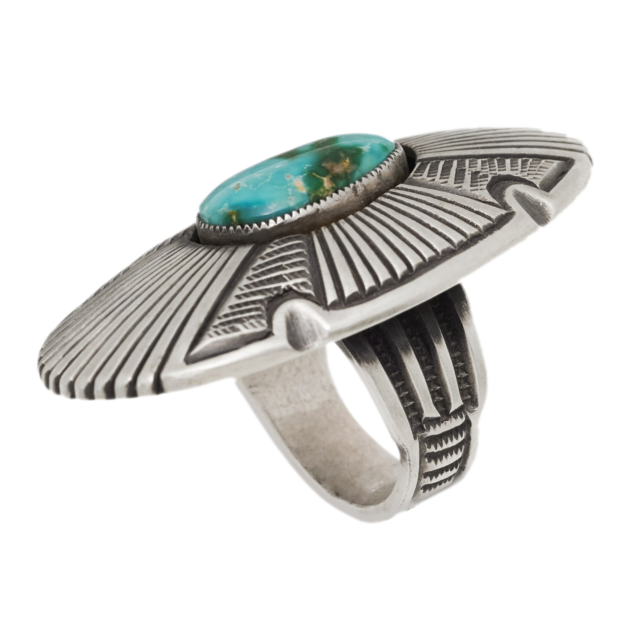 Sonoran turquoise and mat silver ring BA1504 - Harpo Paris