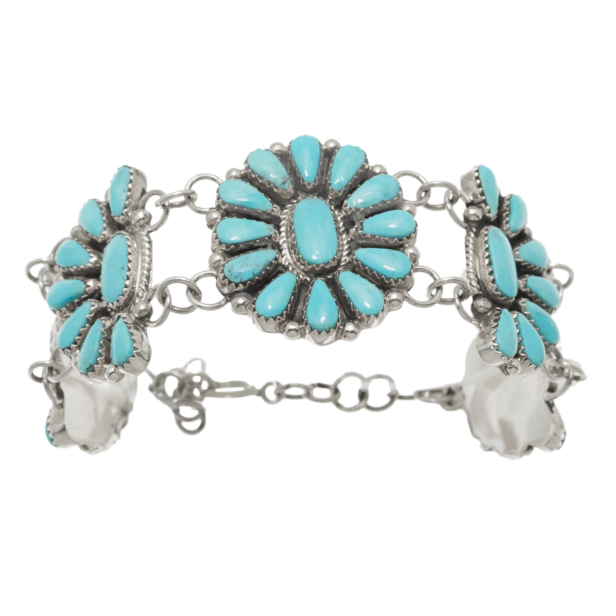 Cactus Flowers bracelet in turquoises and silver BR844 - Harpo Paris