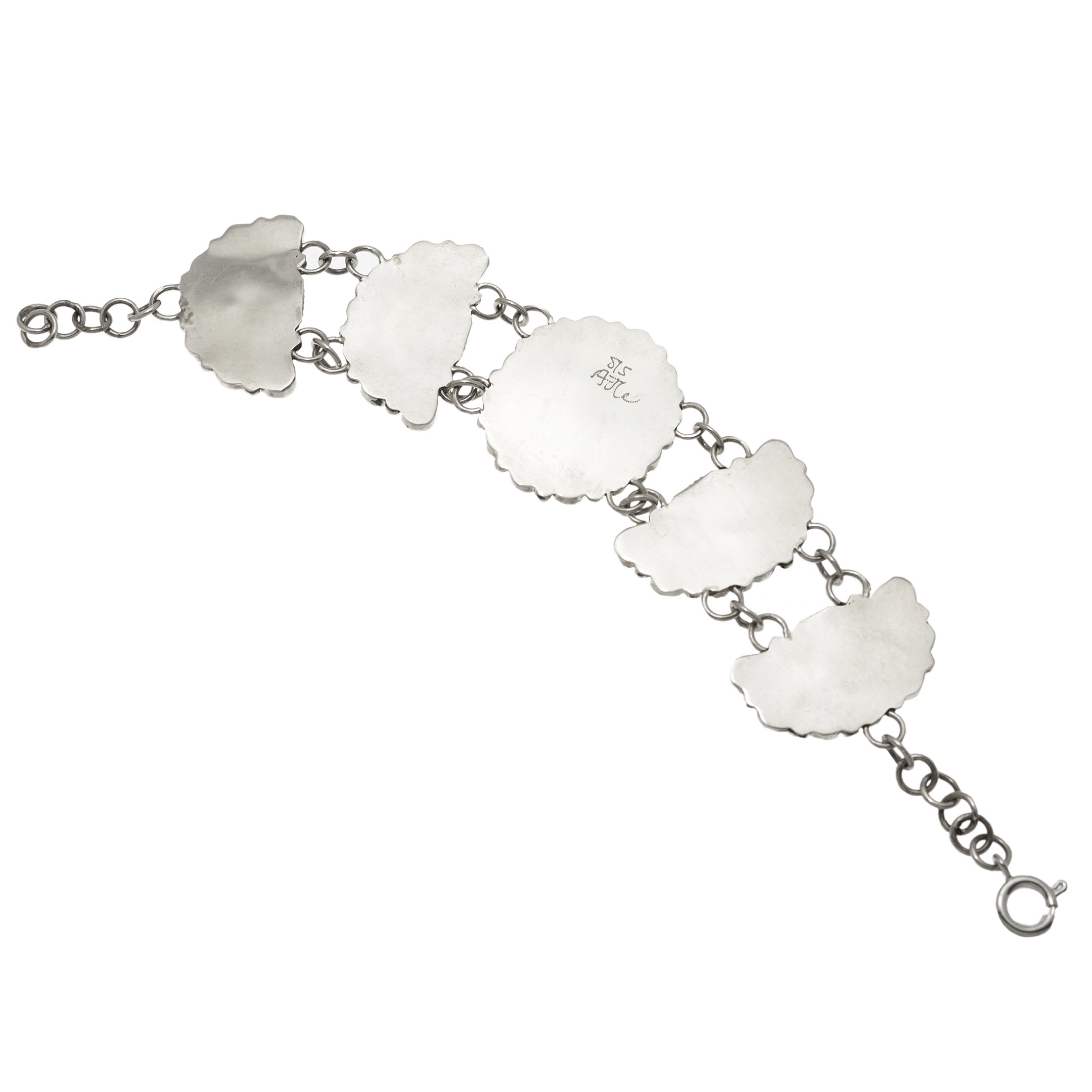 Bracelet articulé Zuni, cactus flower turquoises BR844 - Harpo Paris