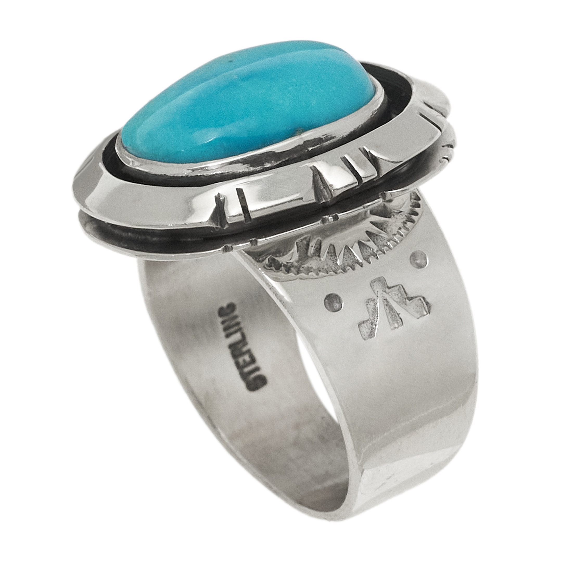BA1523 Navajo ring in turquoise and silver - Harpo Paris