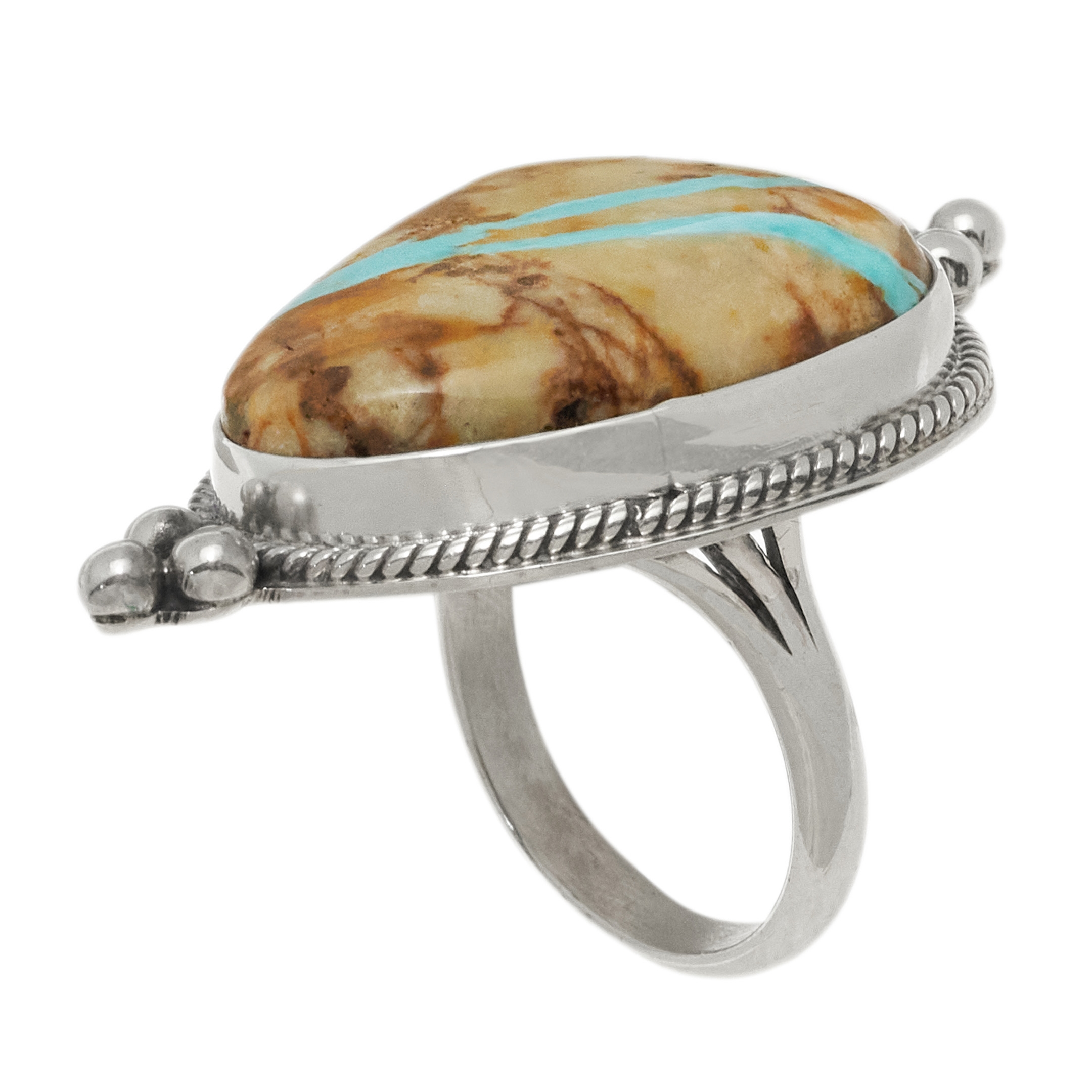 BA1547 turquoise and silver ring - Harpo Paris