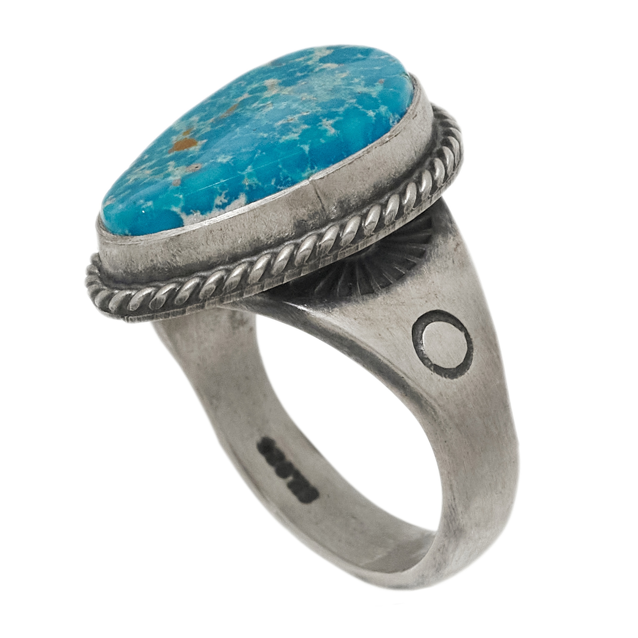 BA1554 turquoise and mat silver ring - Harpo Paris