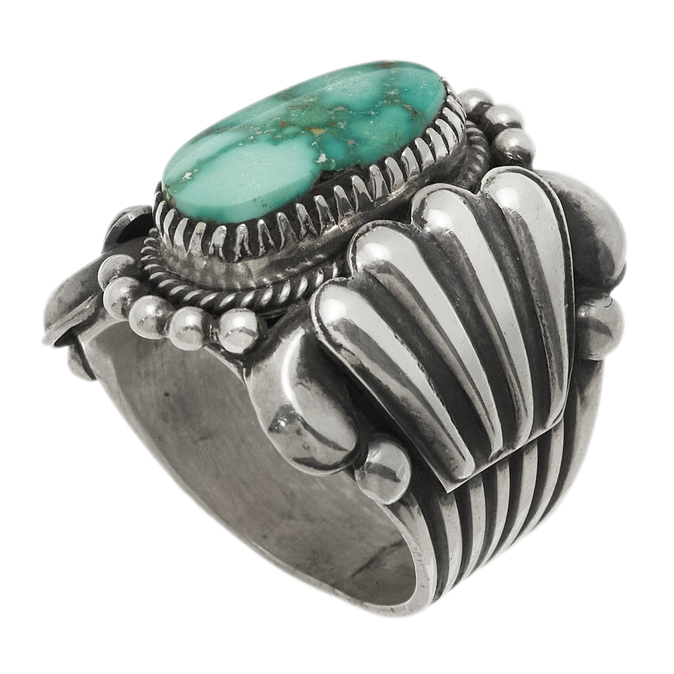 Turquoise and silver men ring BA1561 - Harpo Paris