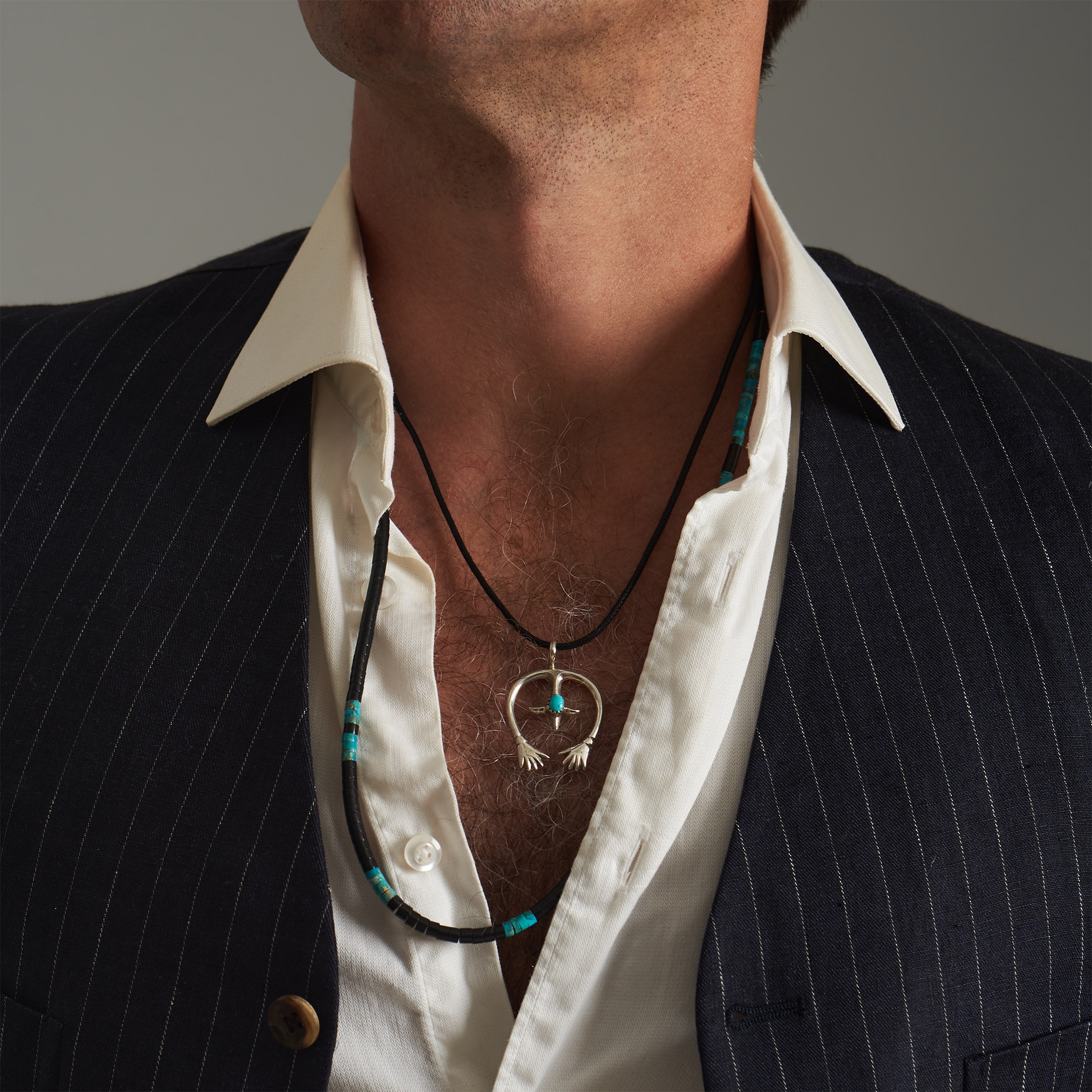 Heishi necklace in black jet and turquoise, COP23 - Harpo Paris