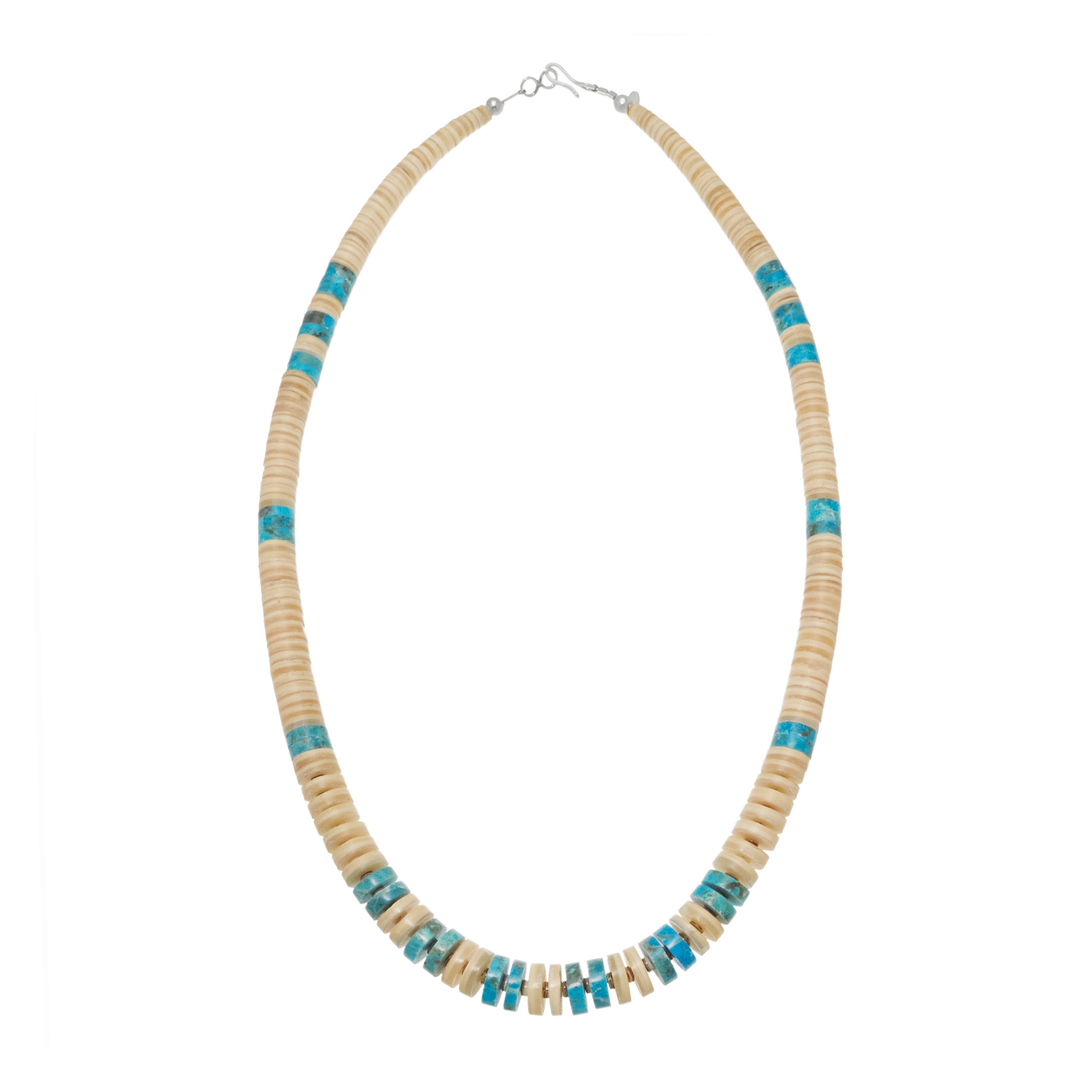 CO246 necklace turquoise and shell beads - Harpo Paris