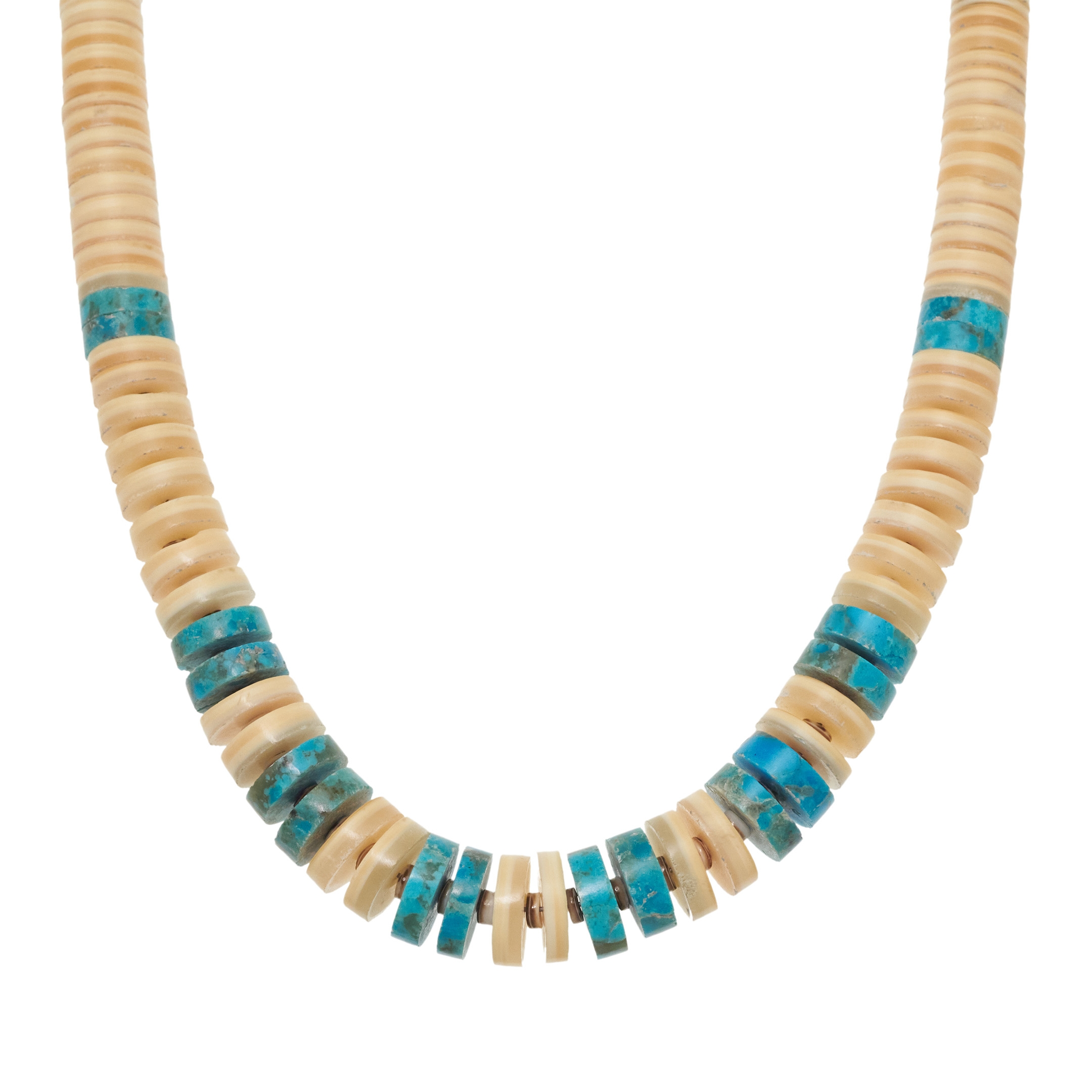 CO246 collier Pueblo en perles heishi de coquillage et turquoise - Harpo Paris