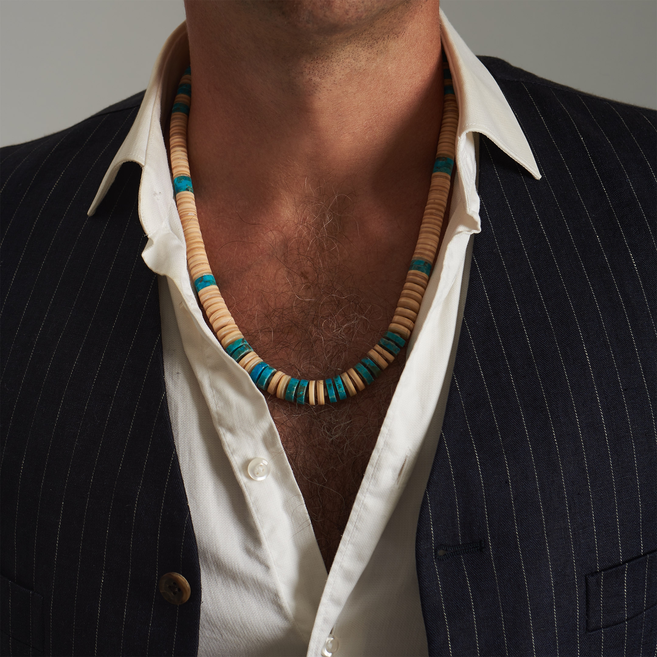 CO246 necklace turquoise and shell beads - Harpo Paris