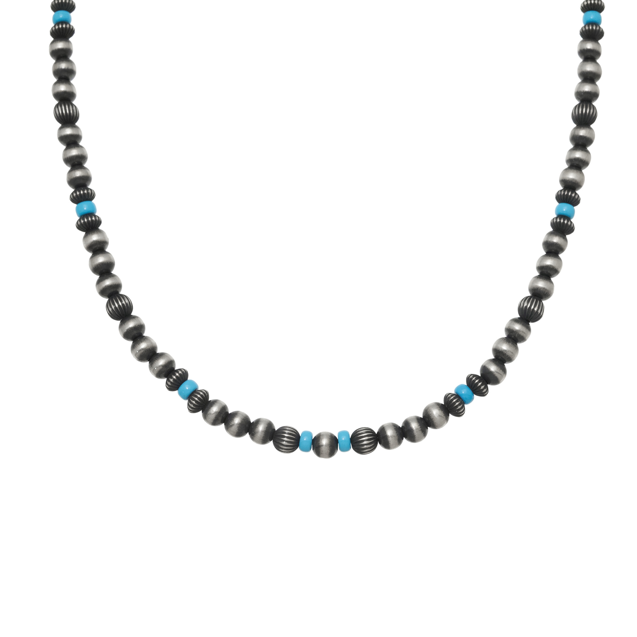 CO243 turquoise and silver beads necklace - Harpo Paris