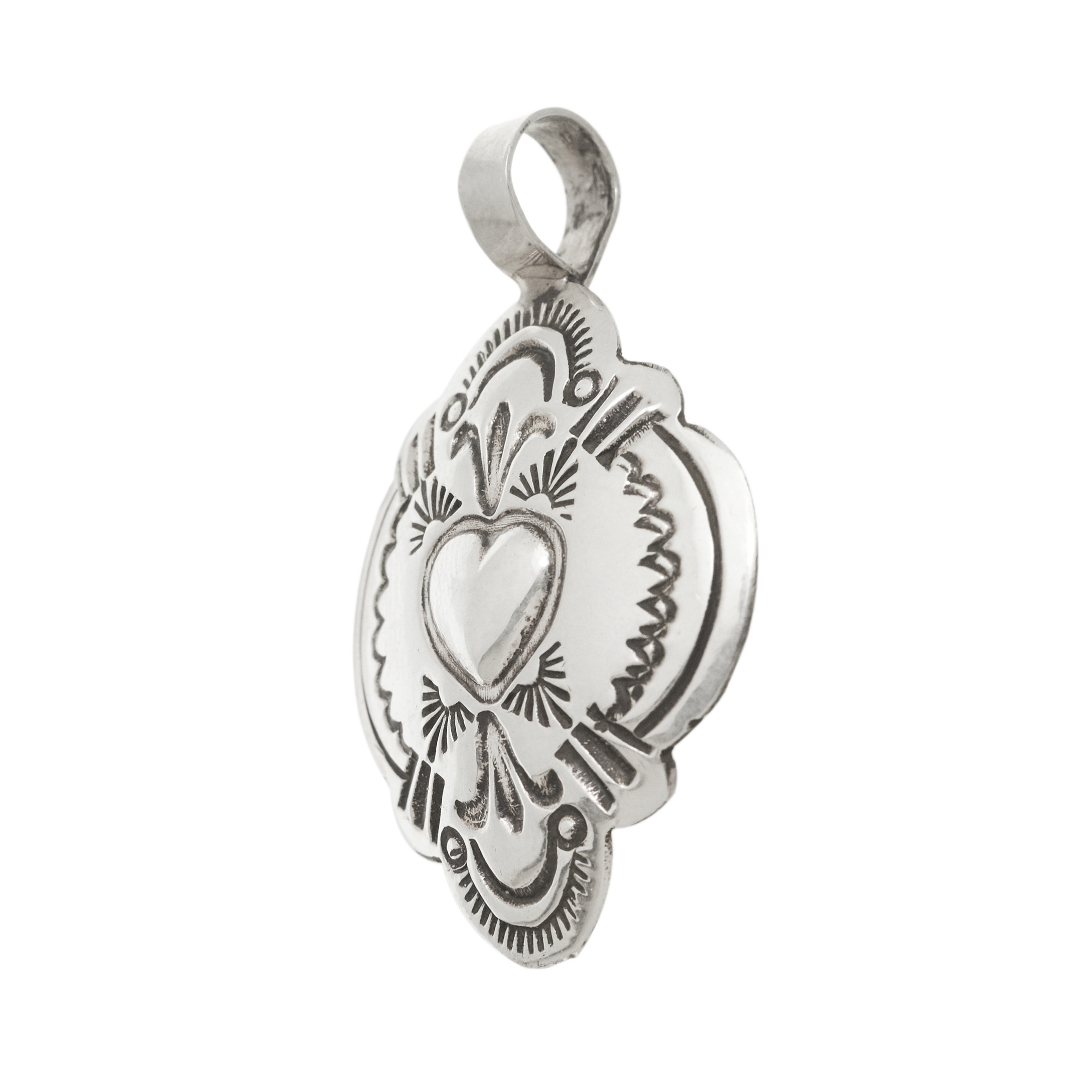 PE543 pendentif en argent, coeur estampé - Harpo Paris